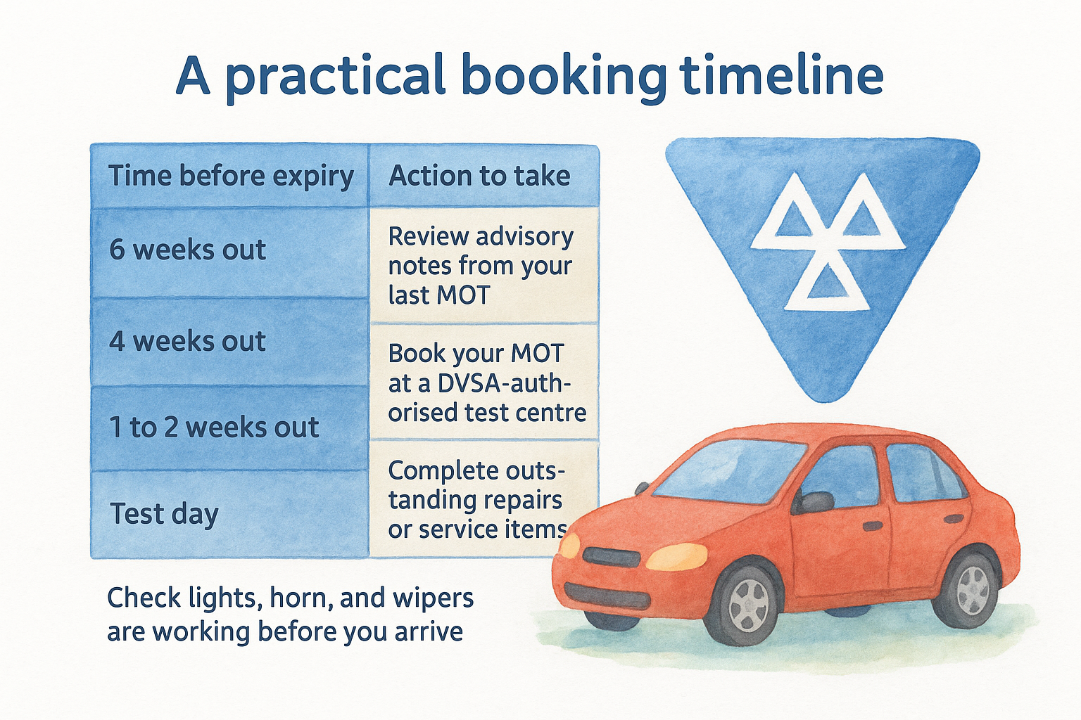 A practical booking timeline