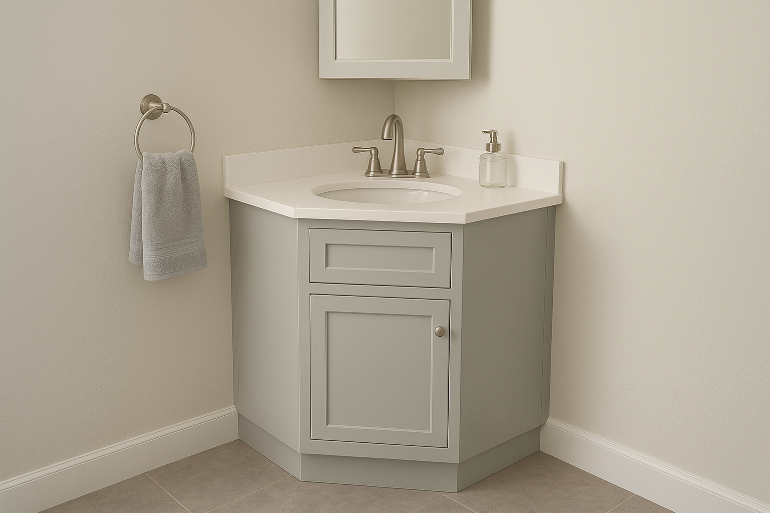 5. Corner vanity for awkward footprints and half baths