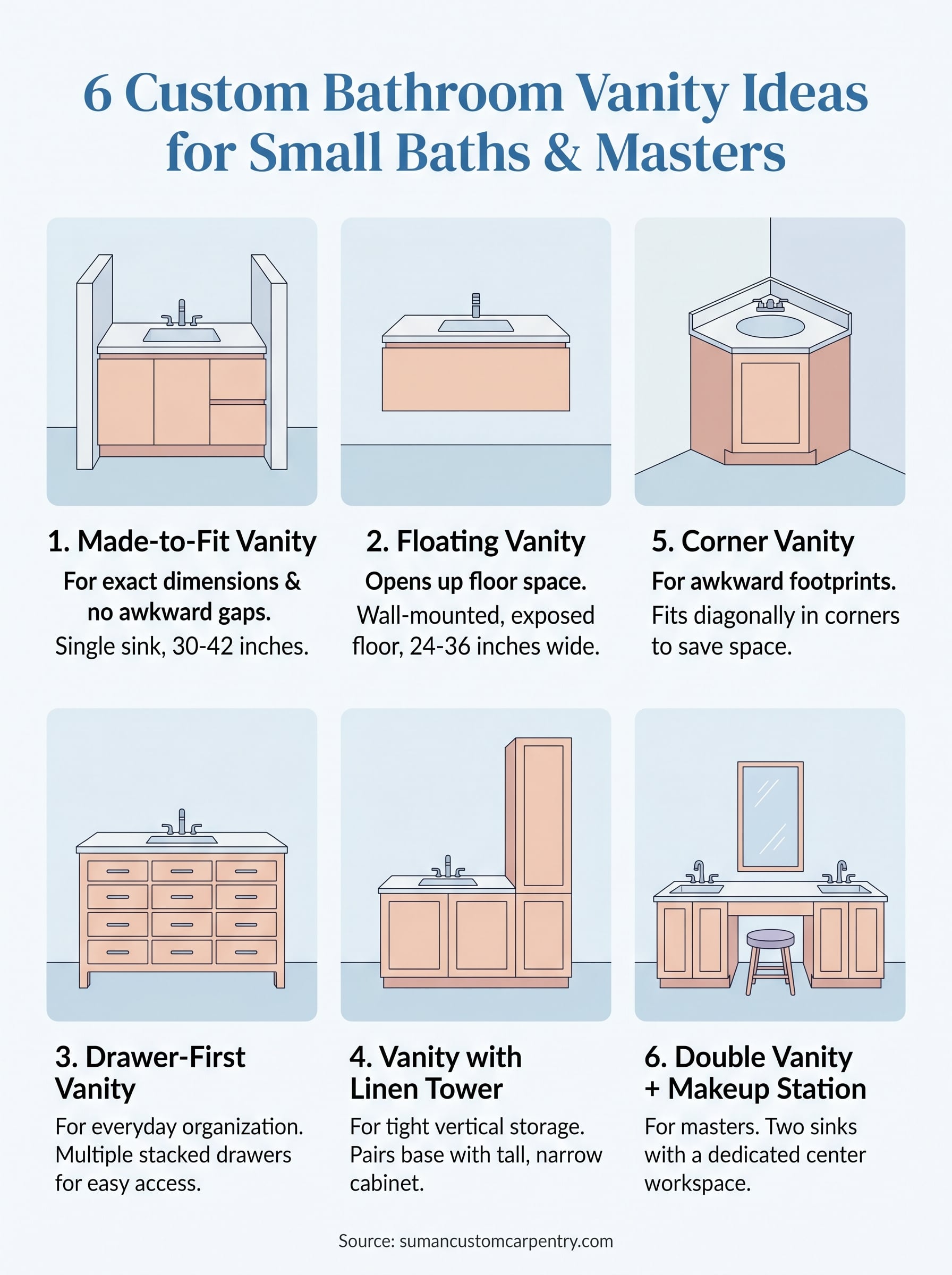 custom bathroom vanity ideas infographic