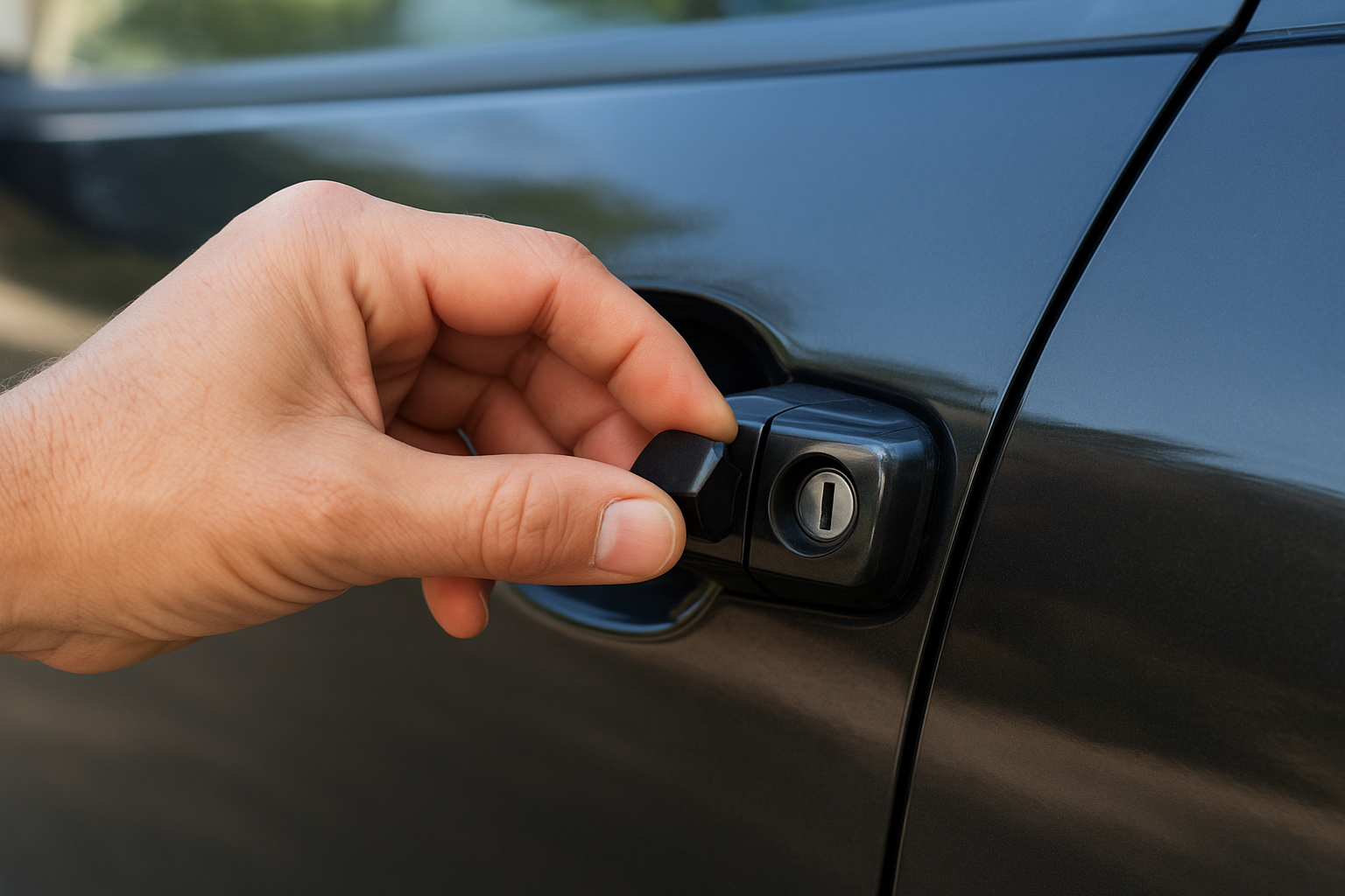 Check for a physical keyhole on your door handle