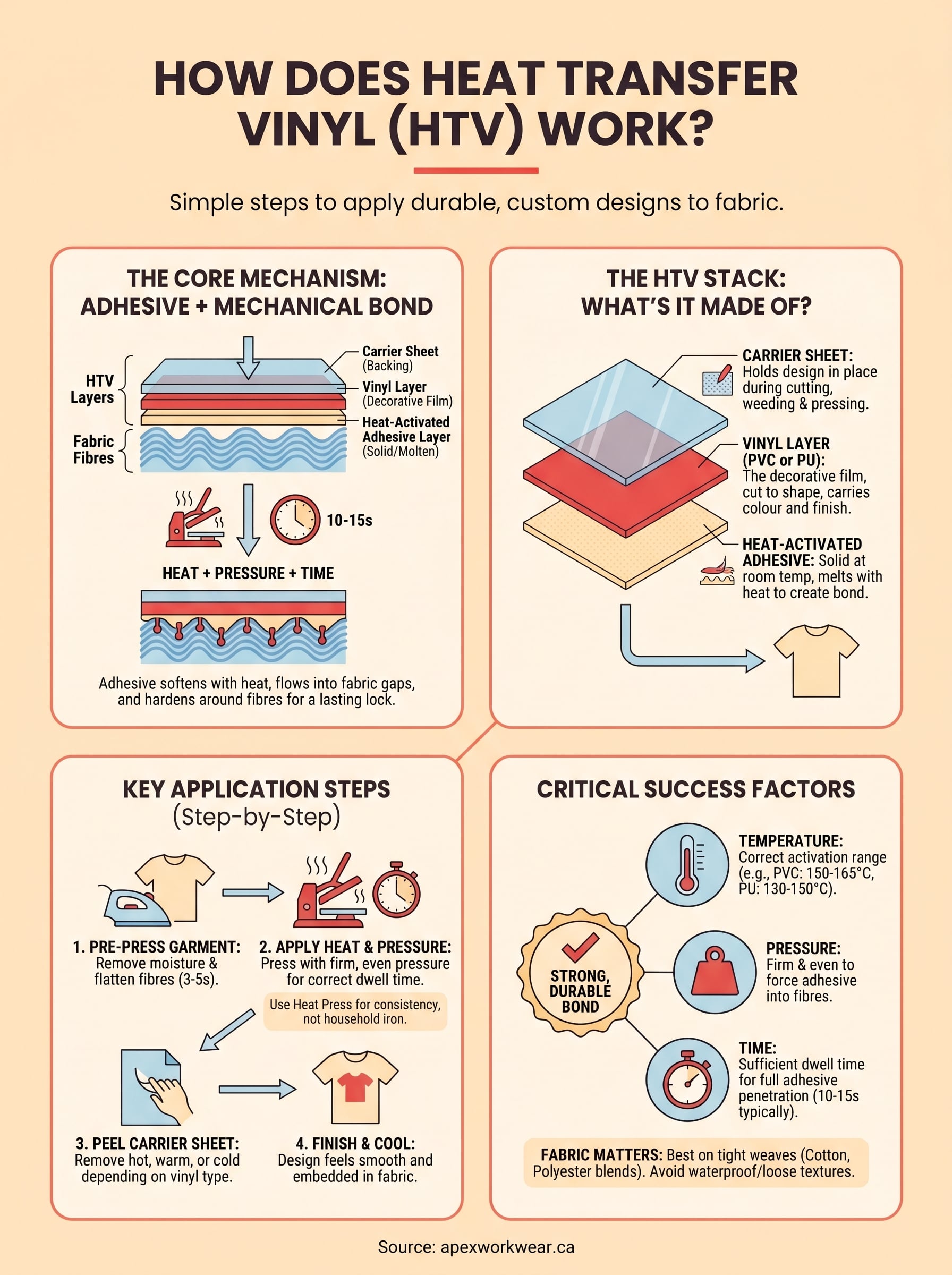 how does heat transfer vinyl work infographic
