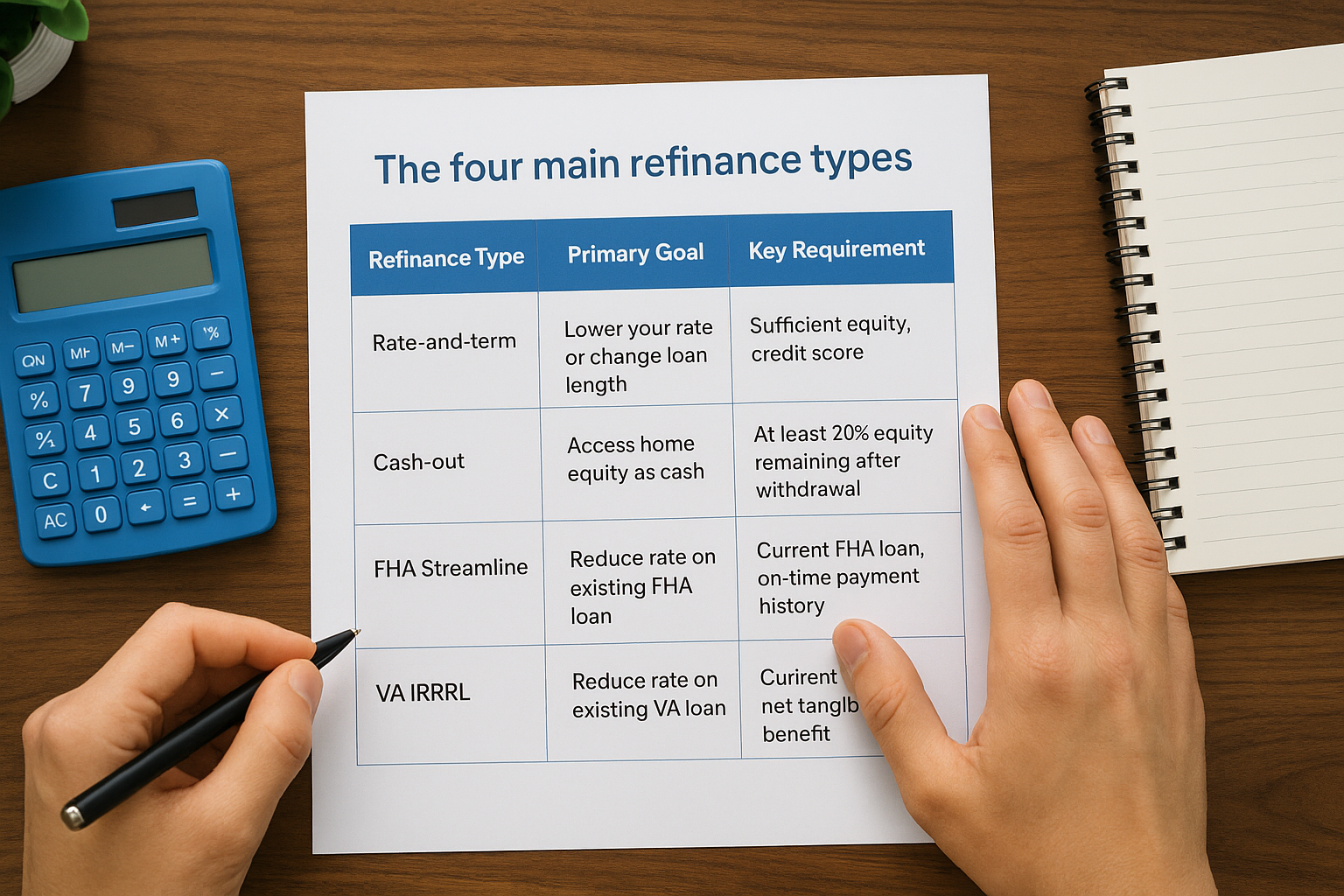 The four main refinance types