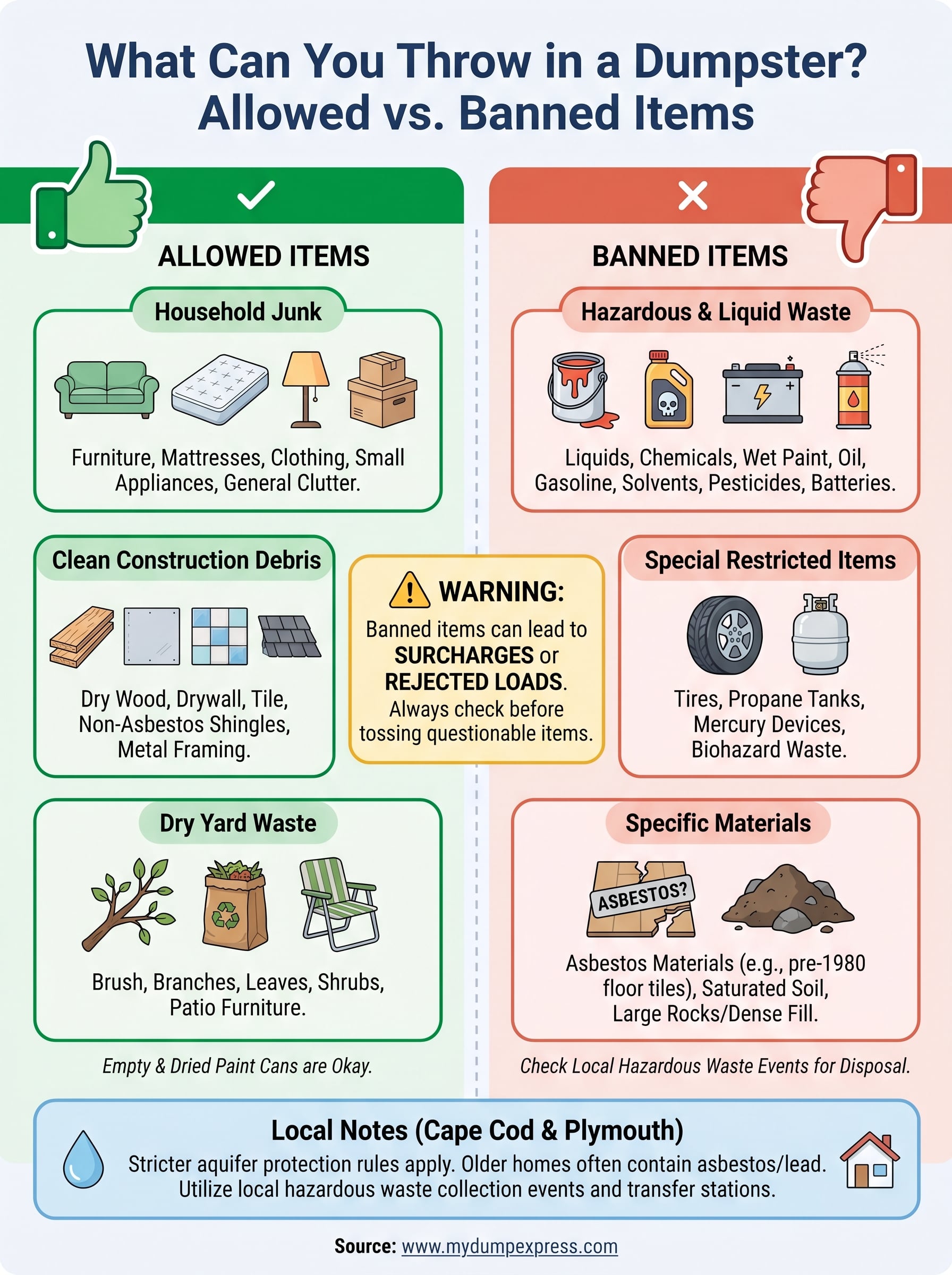 what can you throw in a dumpster infographic