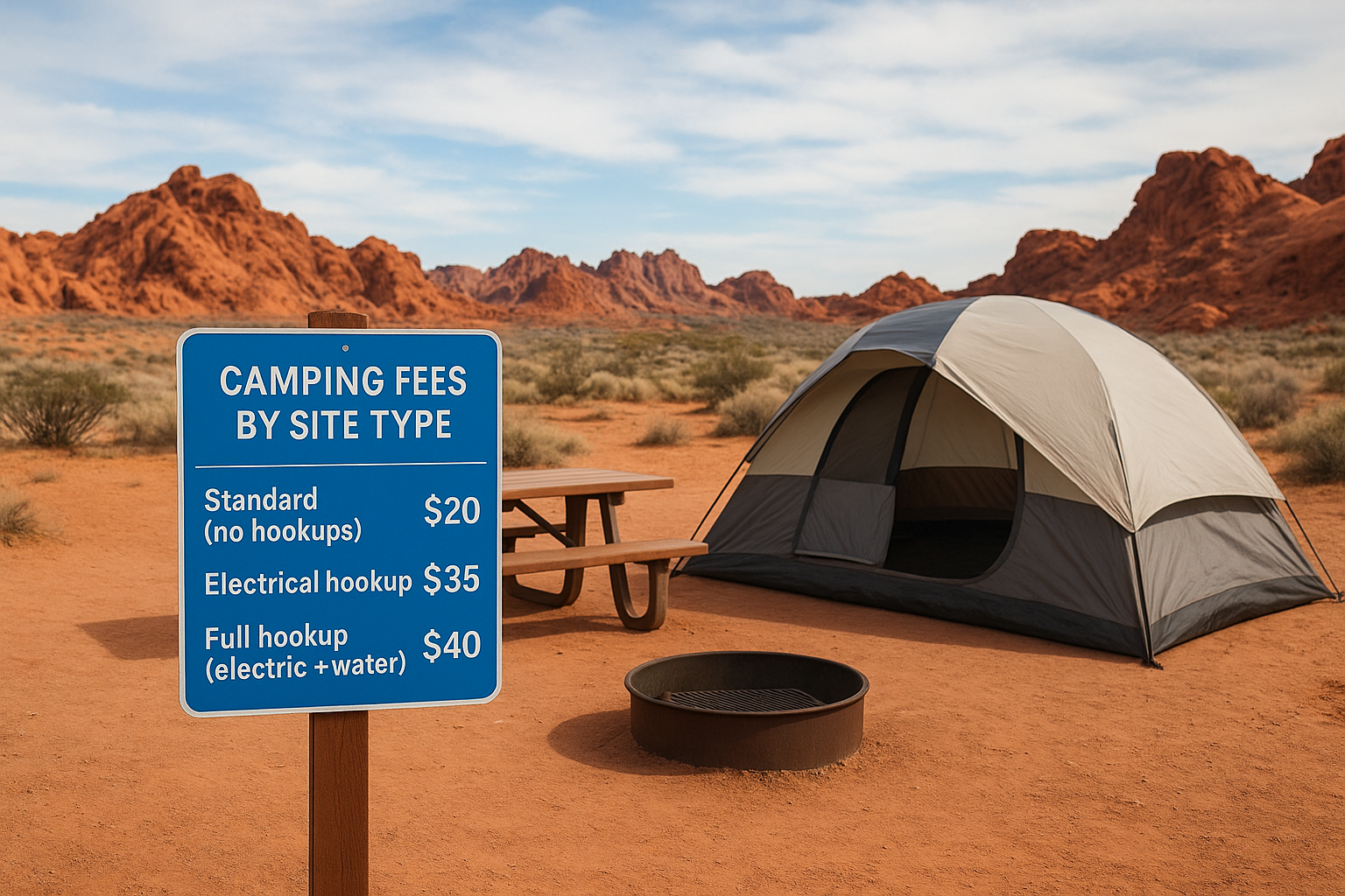 Camping fees by site type