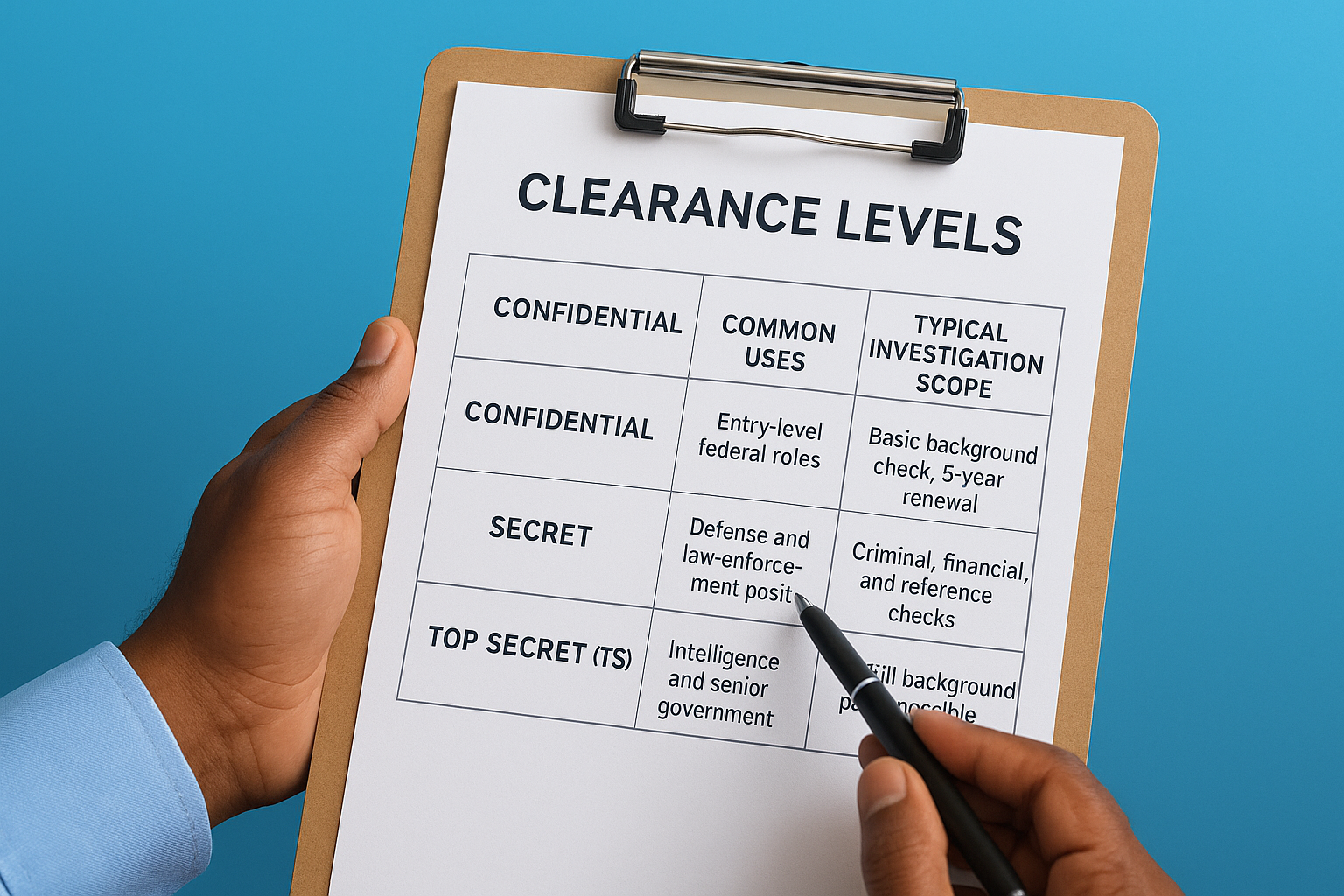 The three main clearance levels