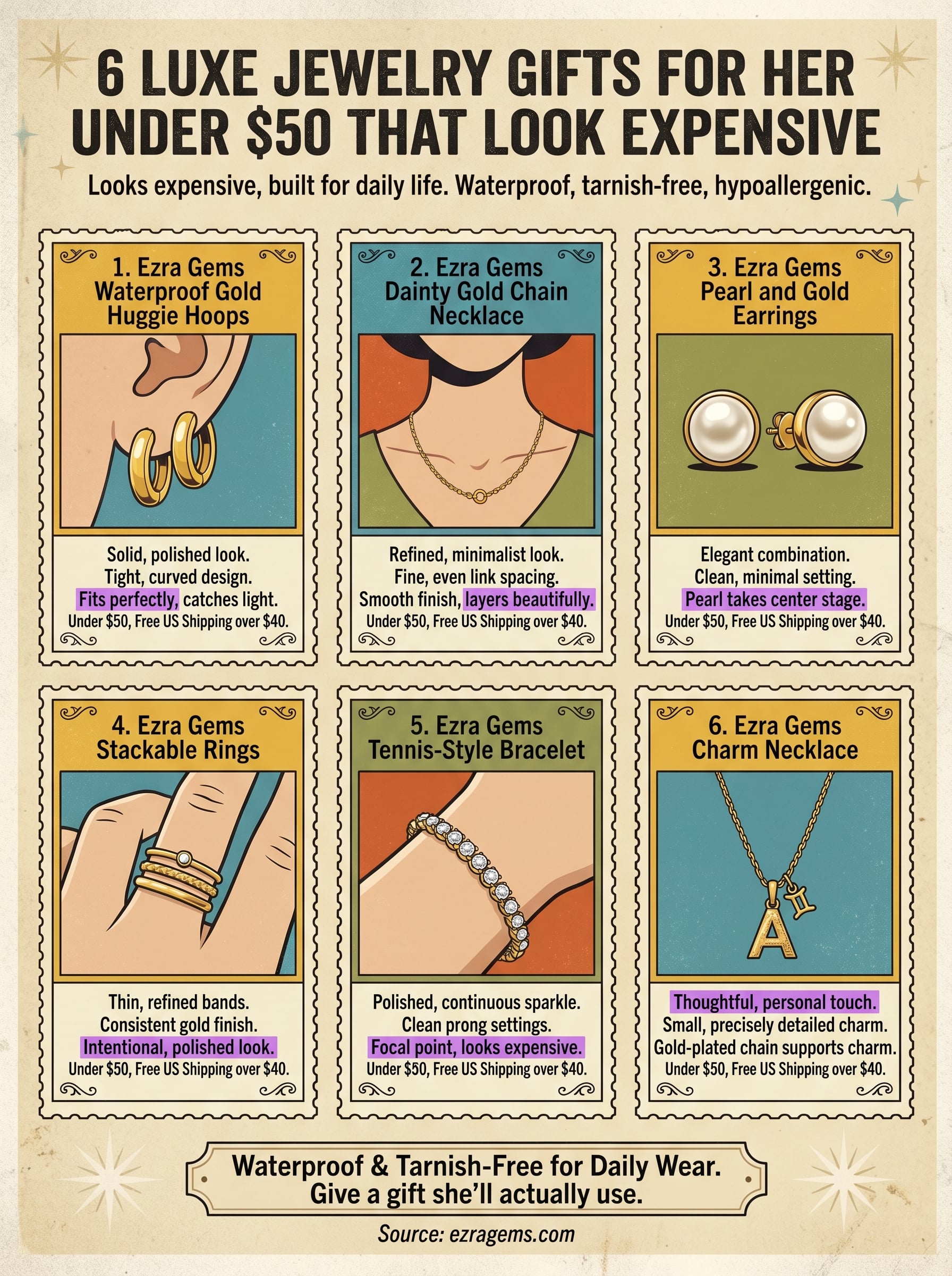 gifts for her under 50 infographic