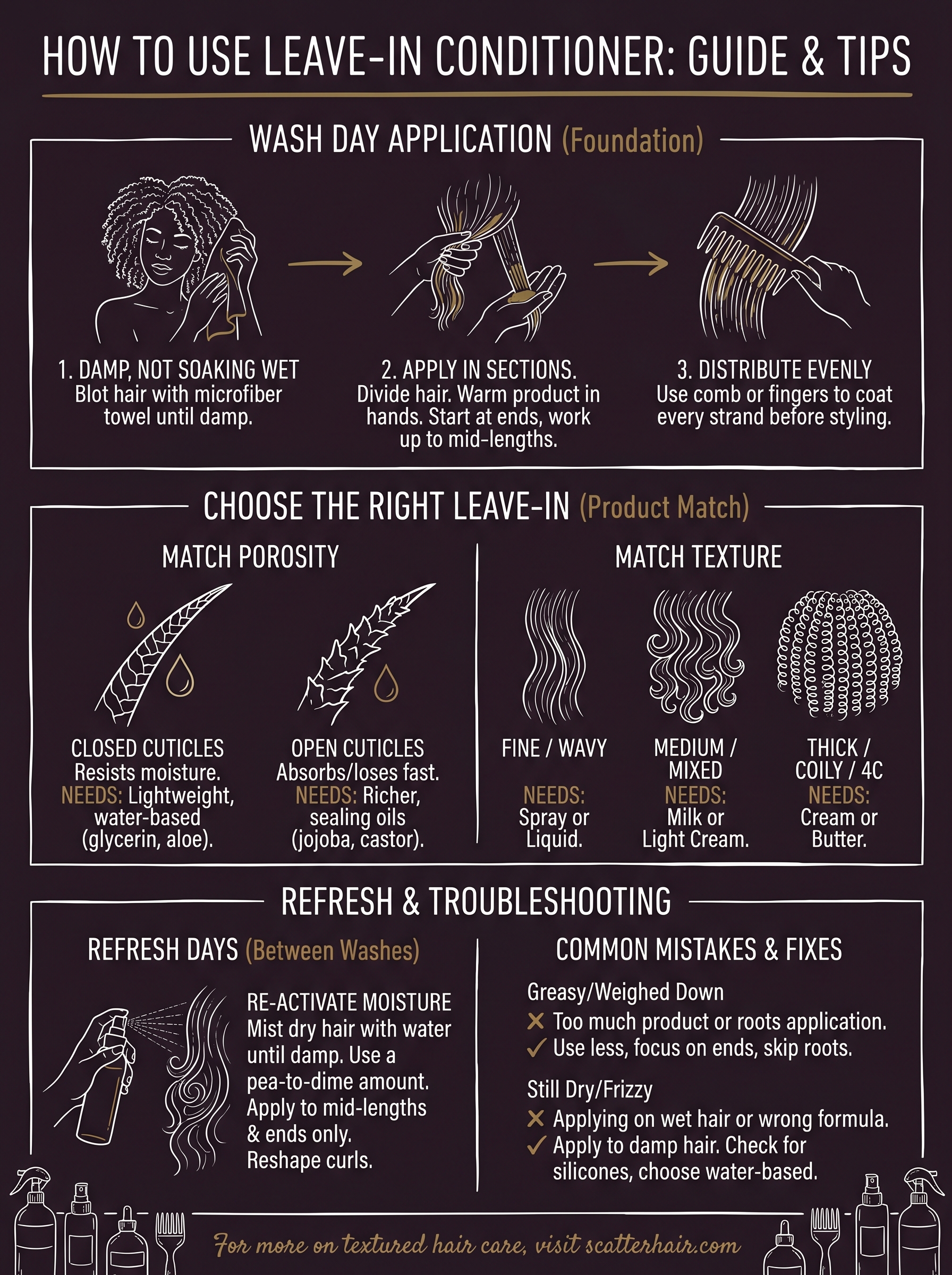 how to use leave in conditioner infographic