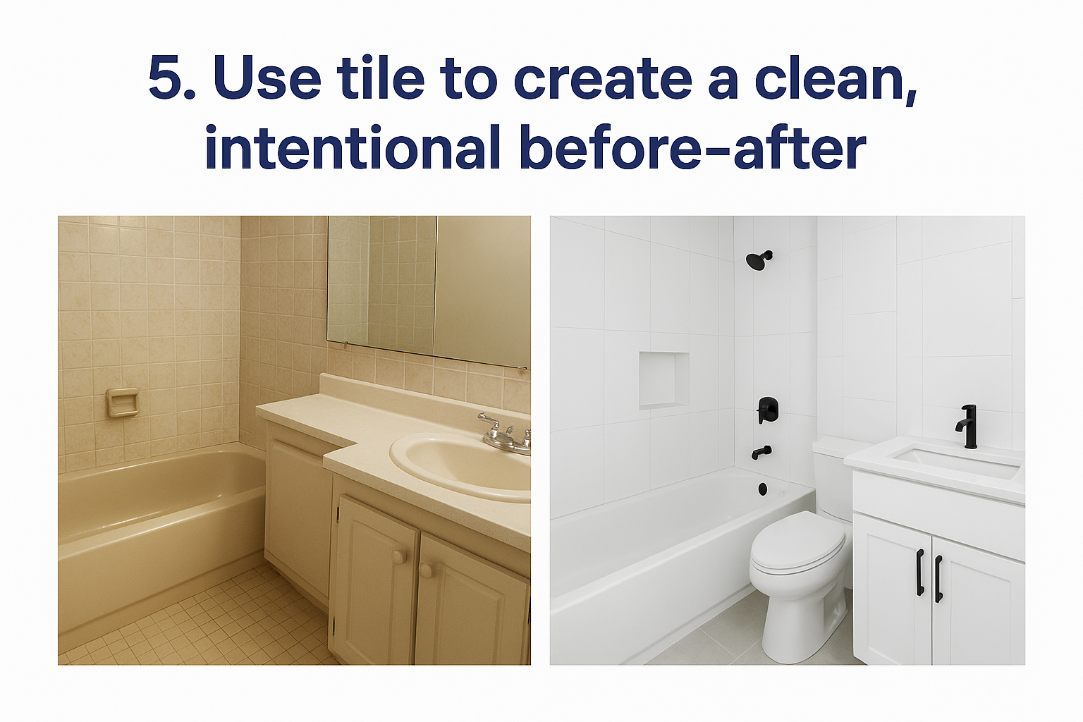 5. Use tile to create a clean, intentional before-after