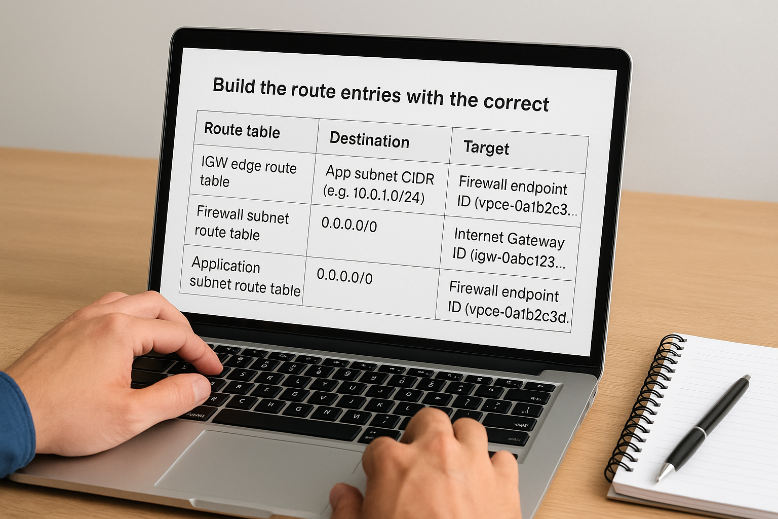 Build the route entries with the correct targets