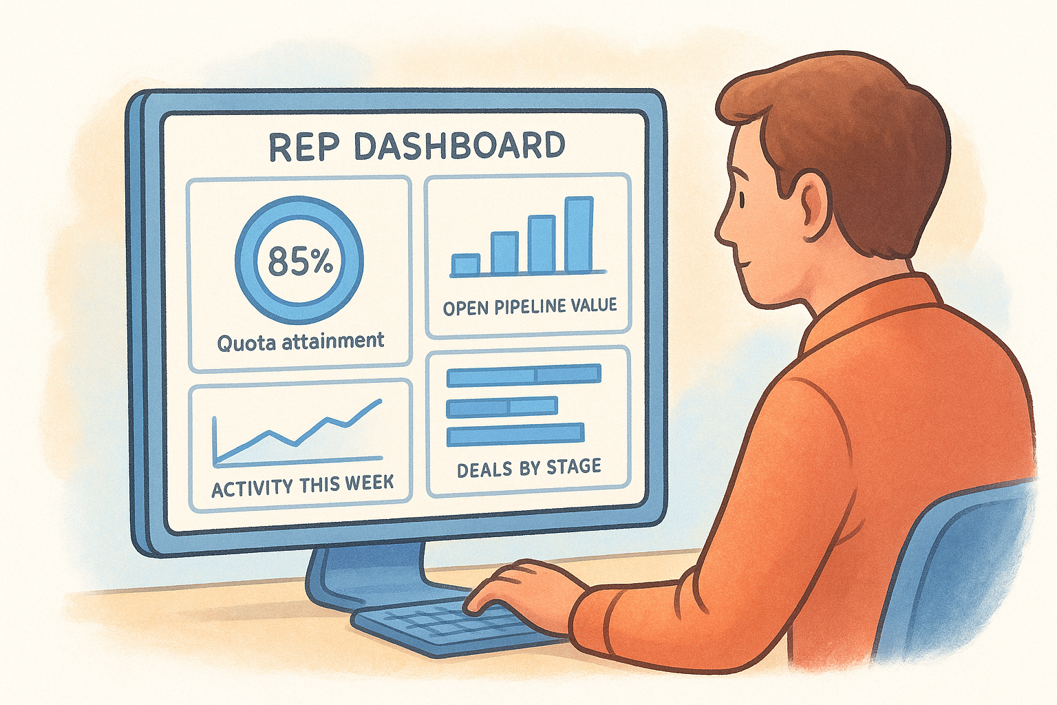 Build a rep-facing dashboard for daily self-management