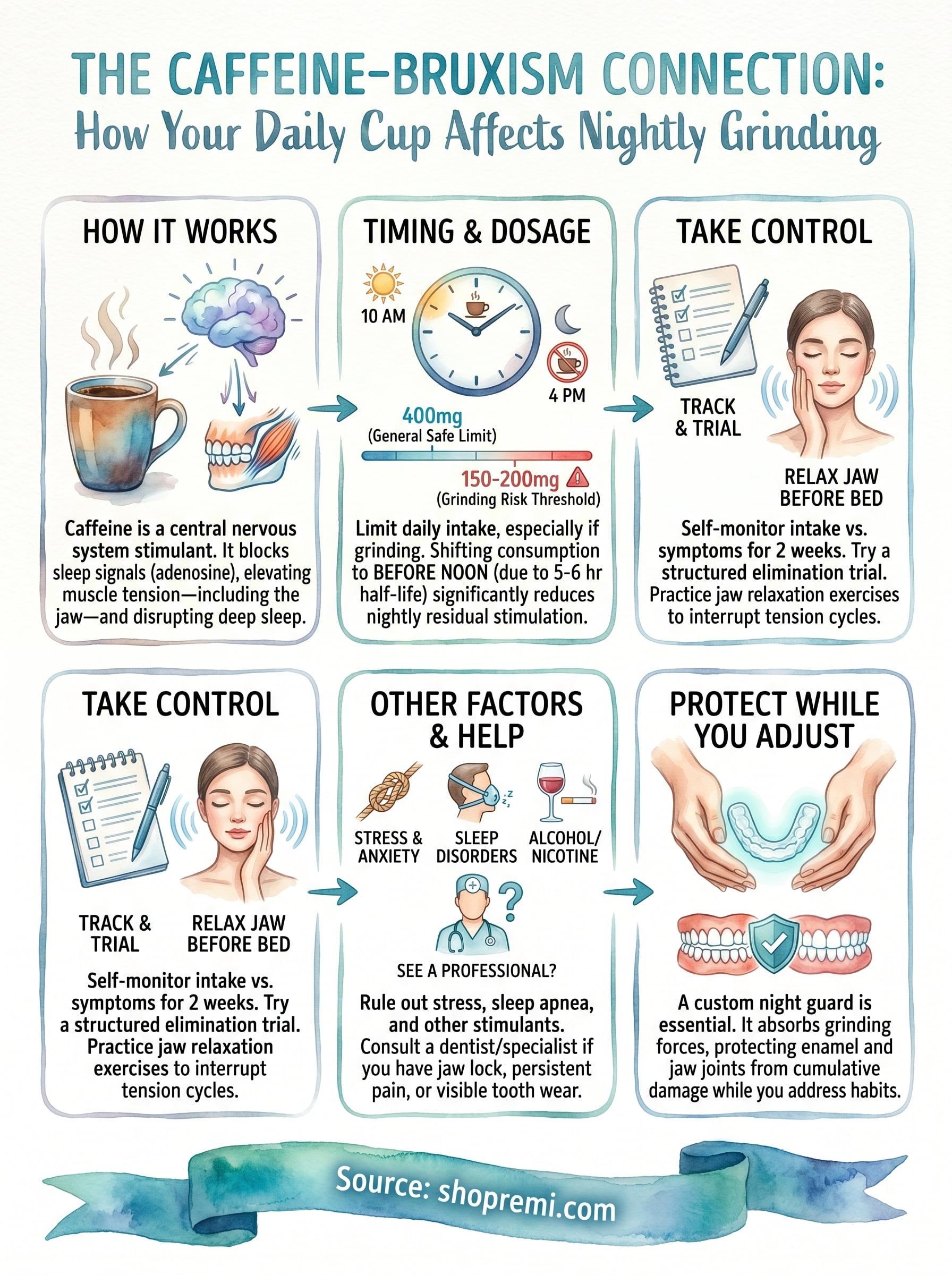teeth grinding caffeine infographic
