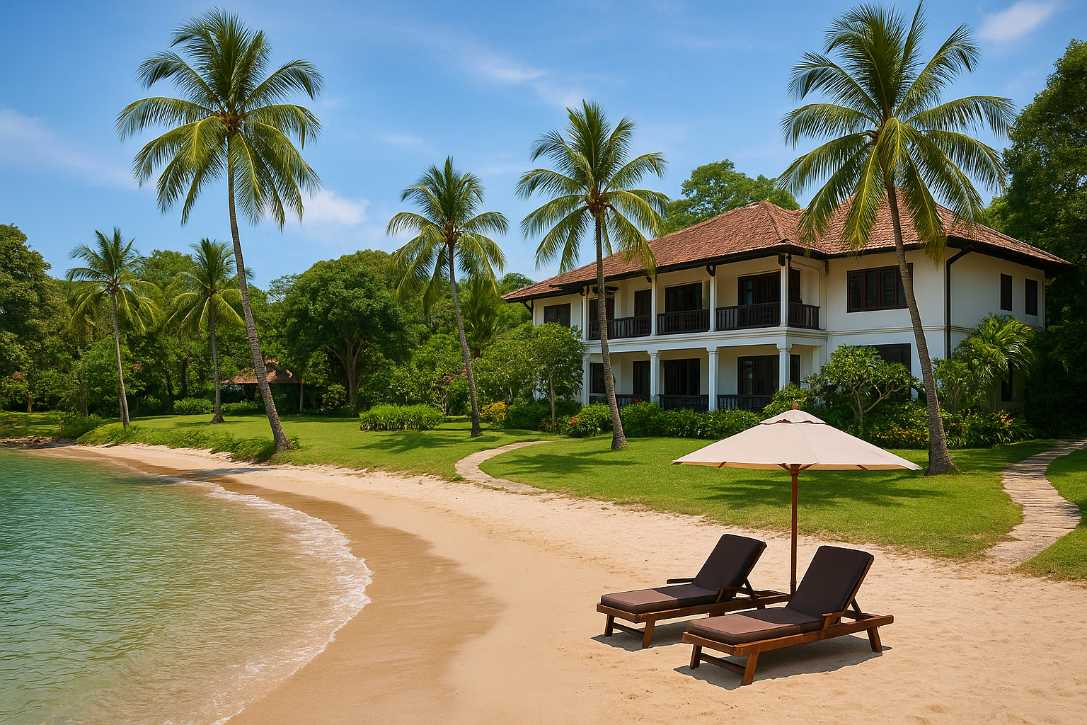 Beach access, rooms, and grounds