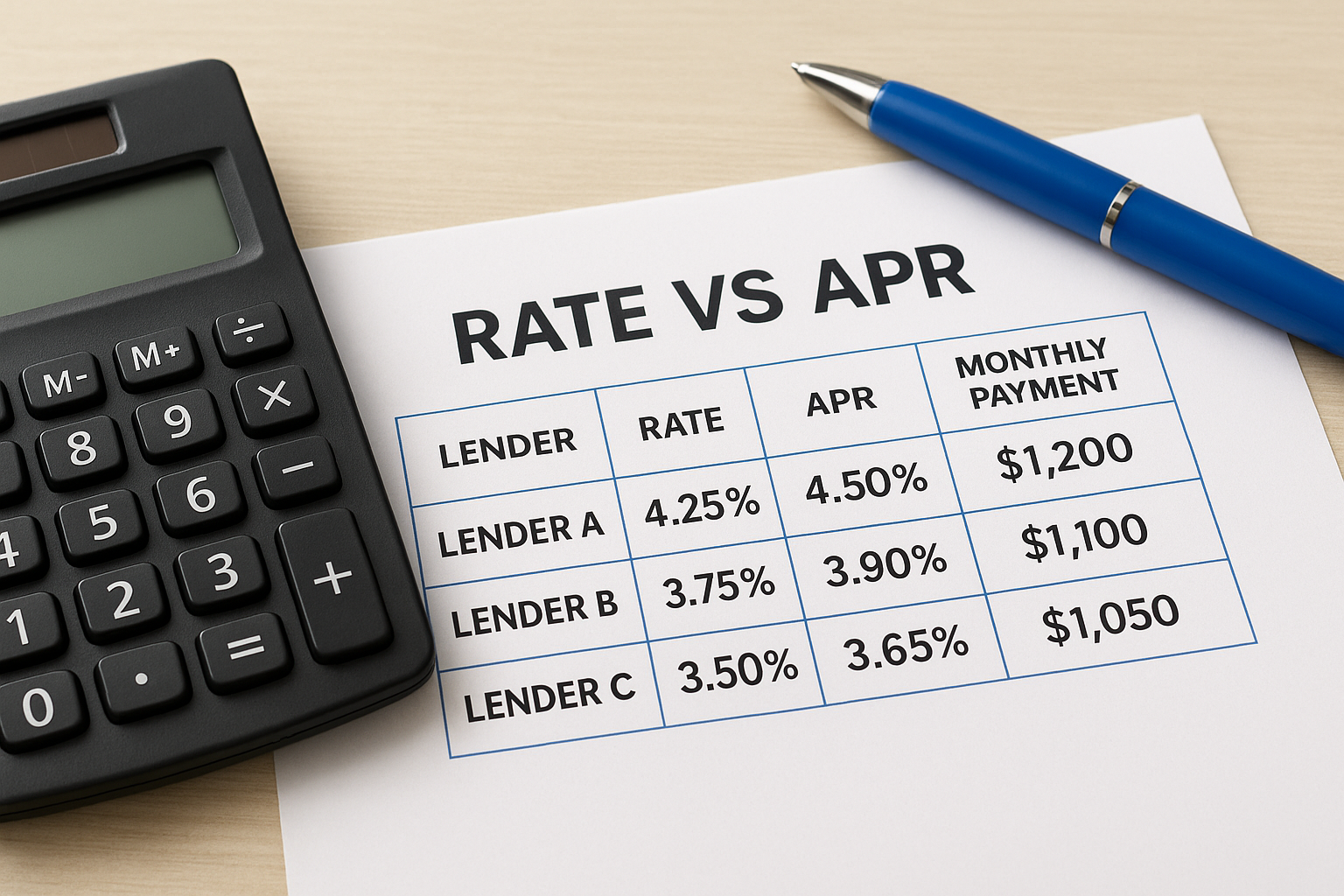 The difference between rate and APR