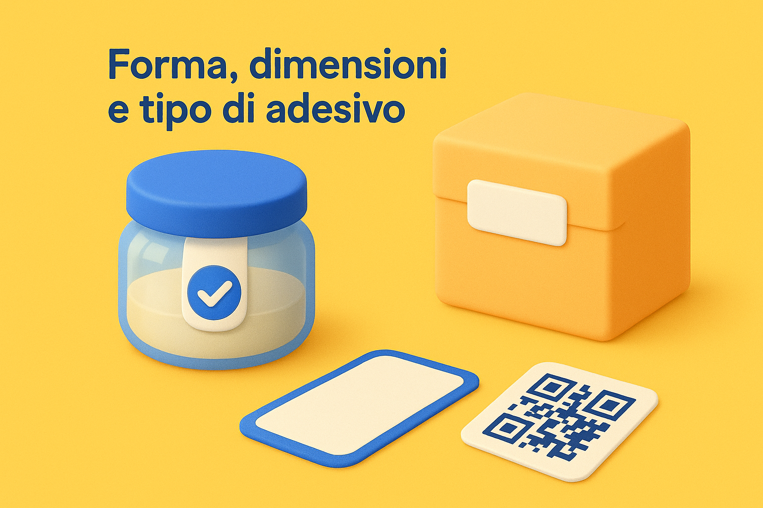 Forma, dimensioni e tipo di adesivo