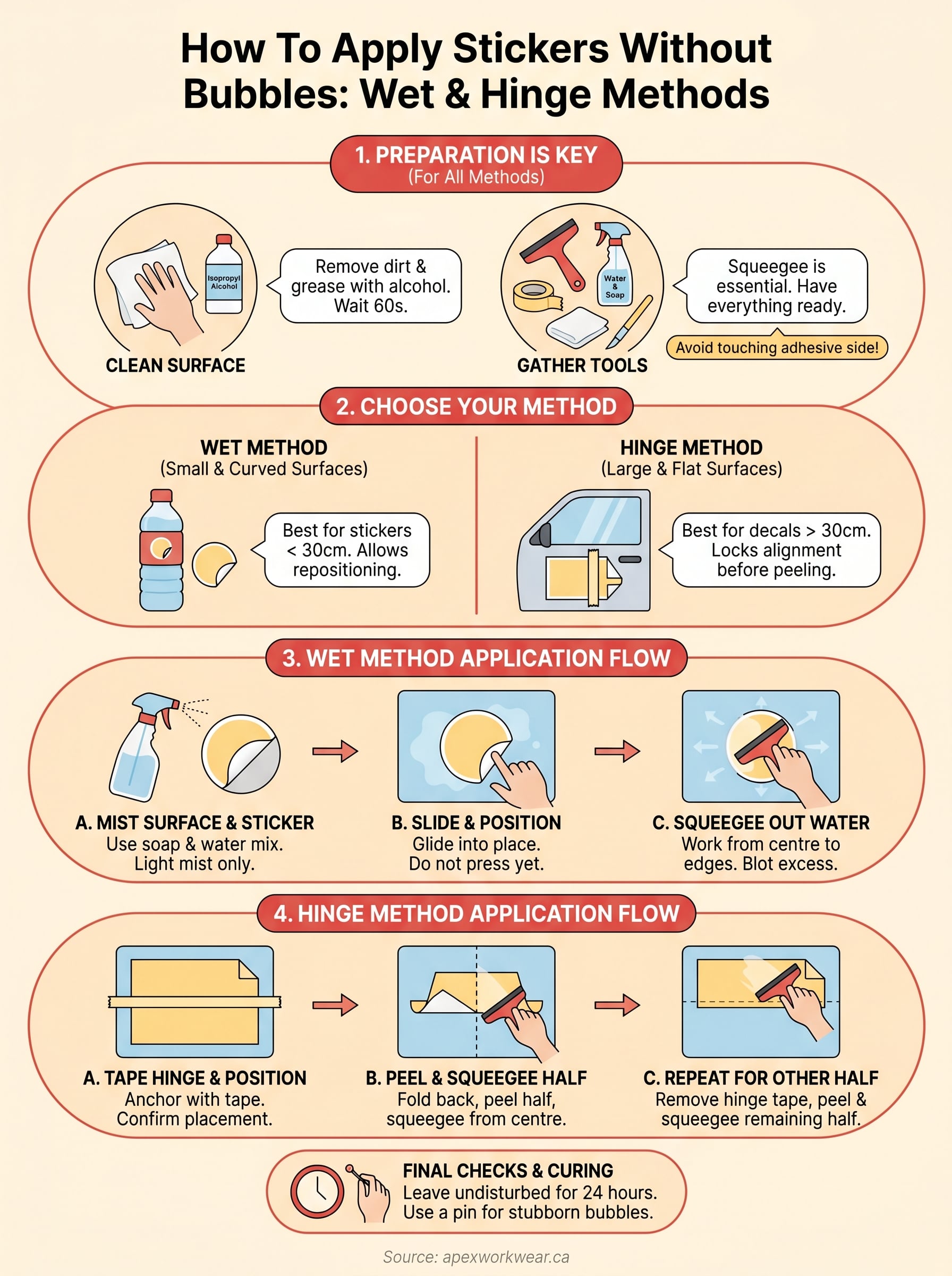 how to apply stickers without bubbles infographic