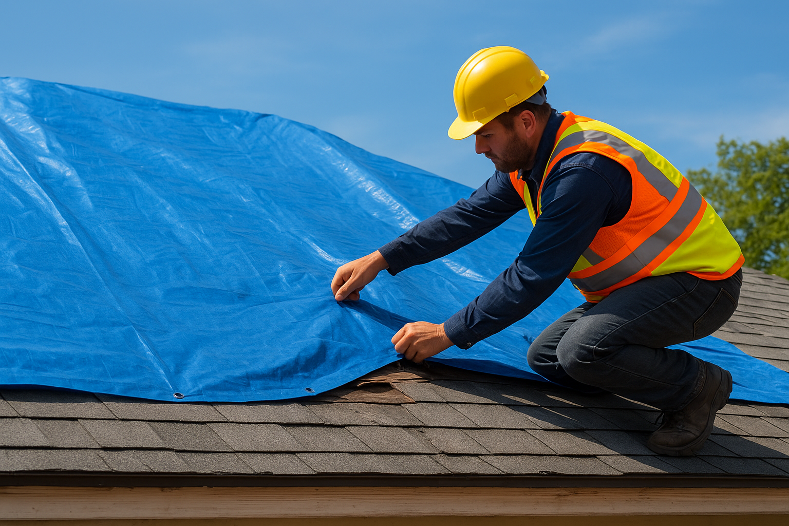 3. Emergency roof tarping and leak mitigation crew