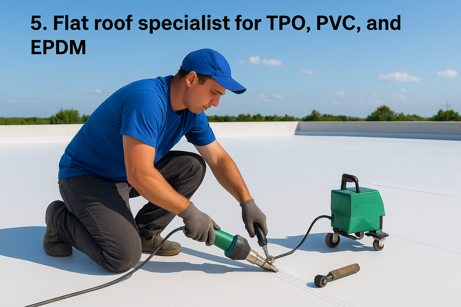 5. Flat roof specialist for TPO, PVC, and EPDM