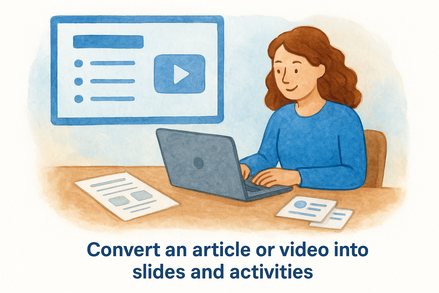Convert an article or video into slides and activities