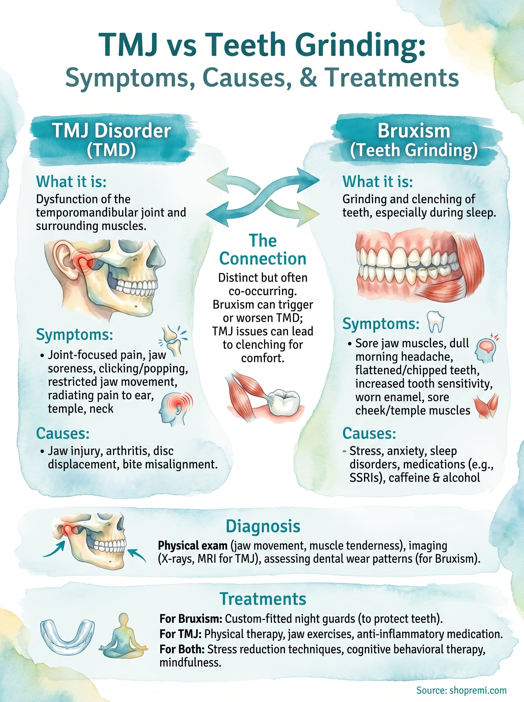 tmj vs teeth grinding infographic