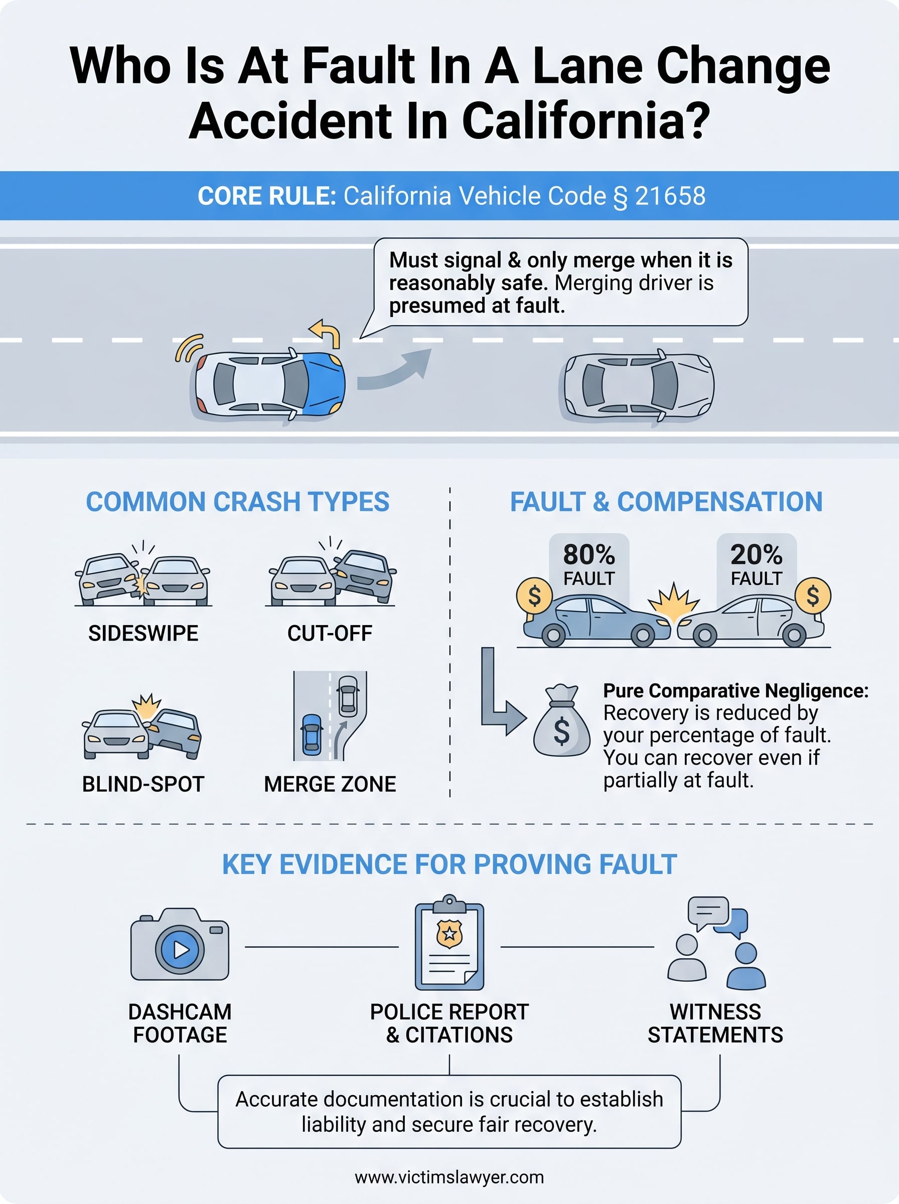 who is at fault in a lane change accident infographic