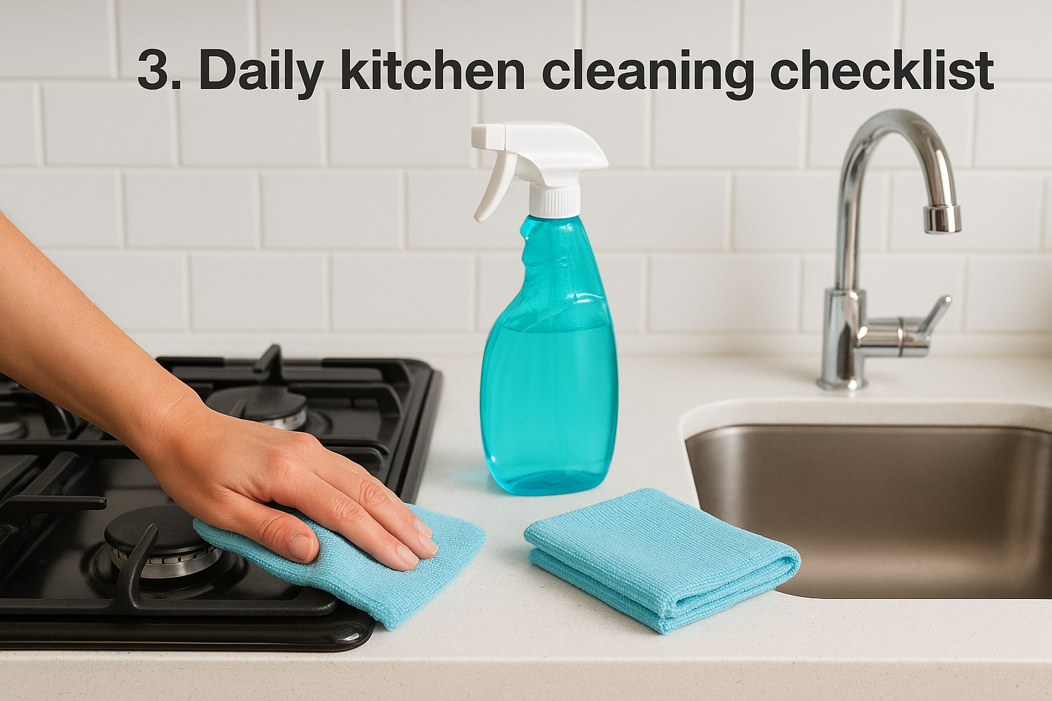 3. Daily kitchen cleaning checklist
