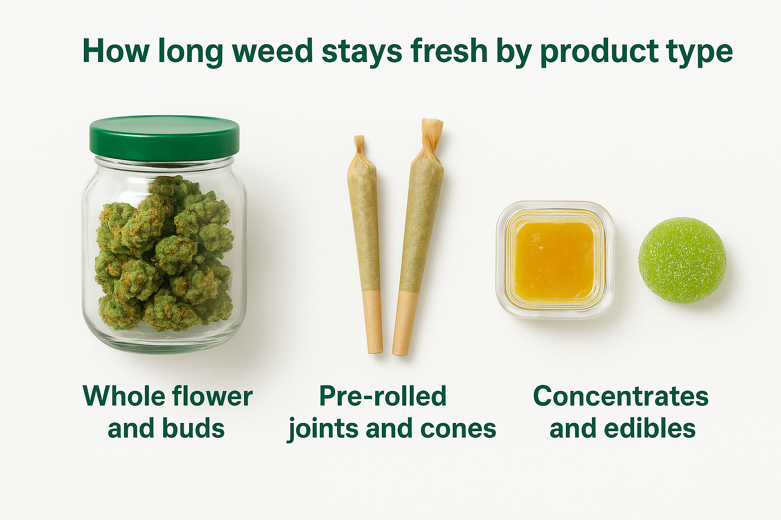 How long weed stays fresh by product type