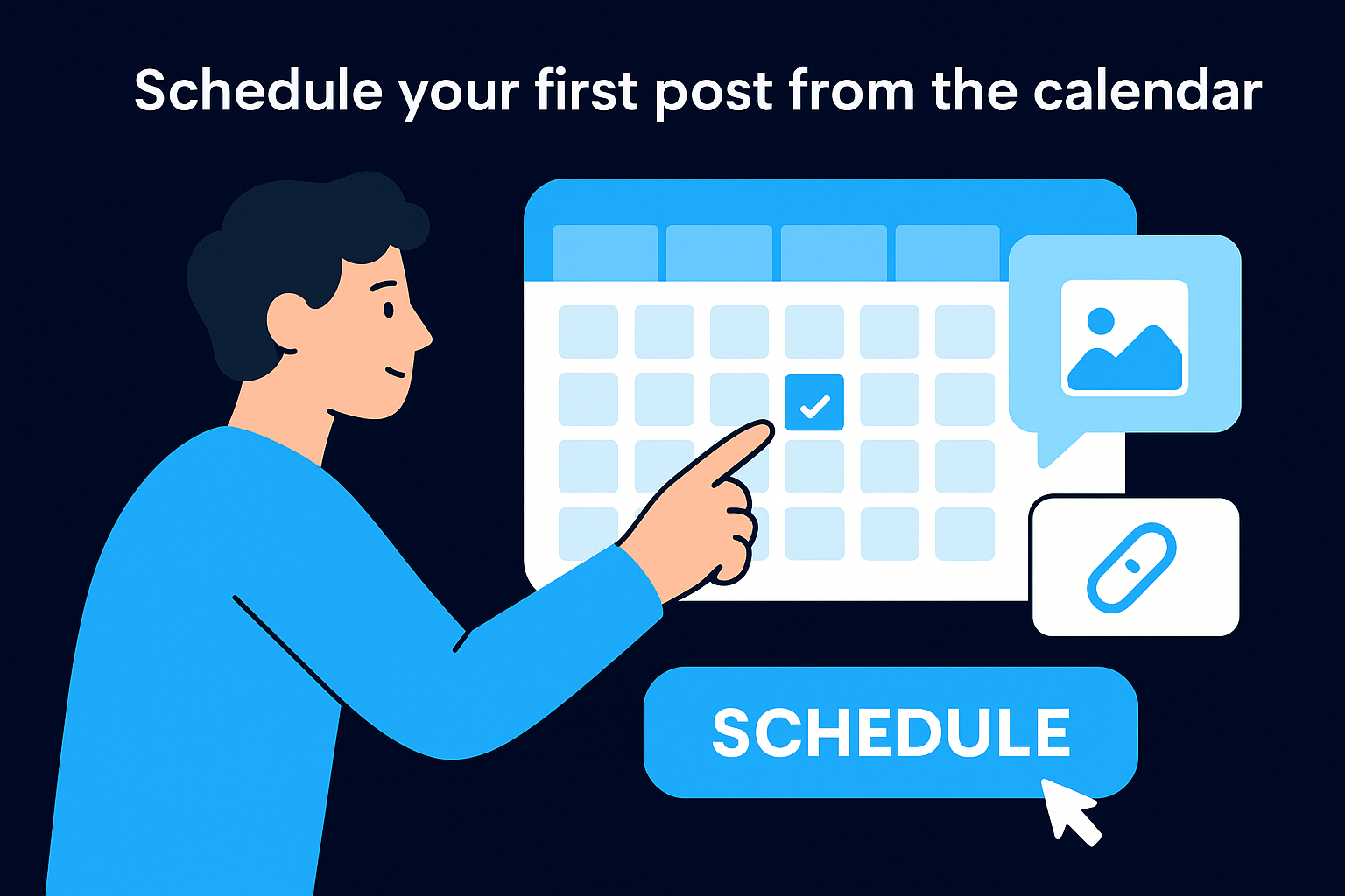 Schedule your first post from the calendar