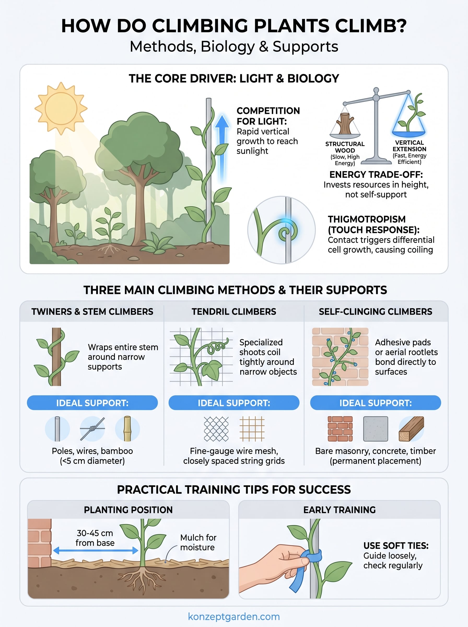 how do climbing plants climb infographic
