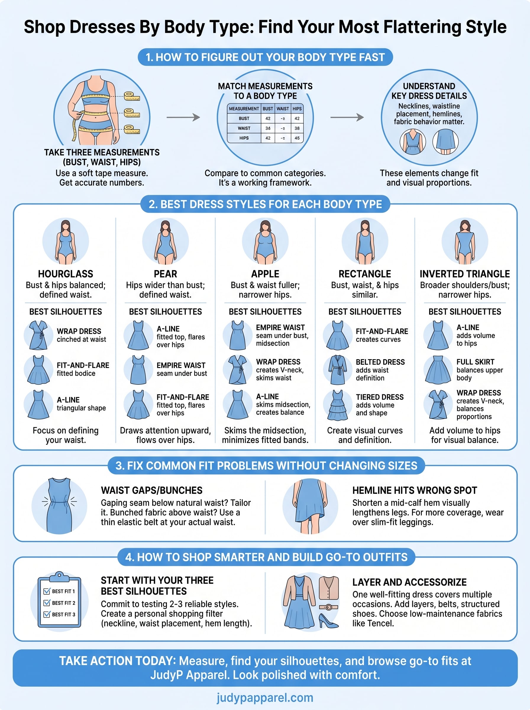 shop dresses by body type infographic