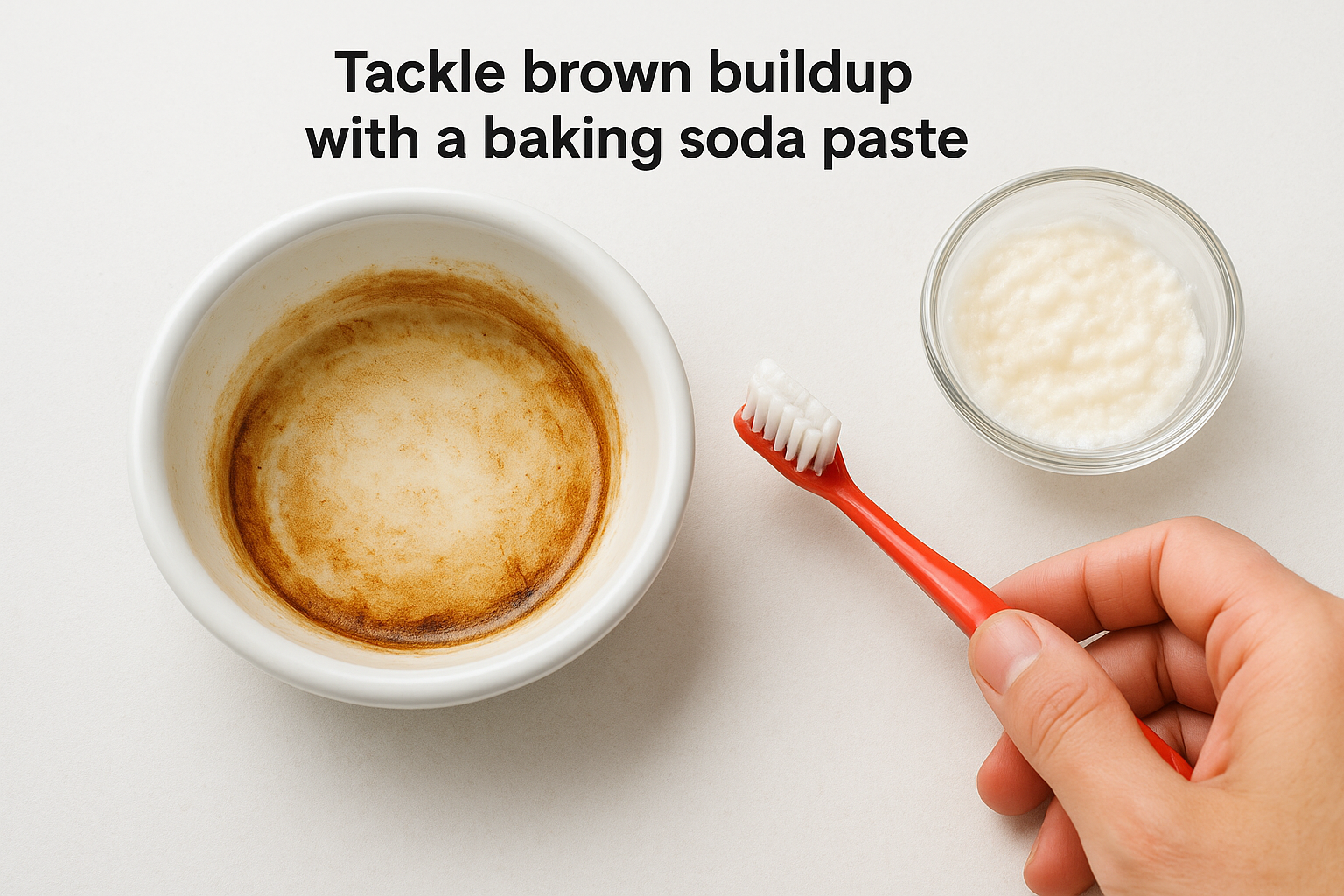Tackle brown buildup with a baking soda paste
