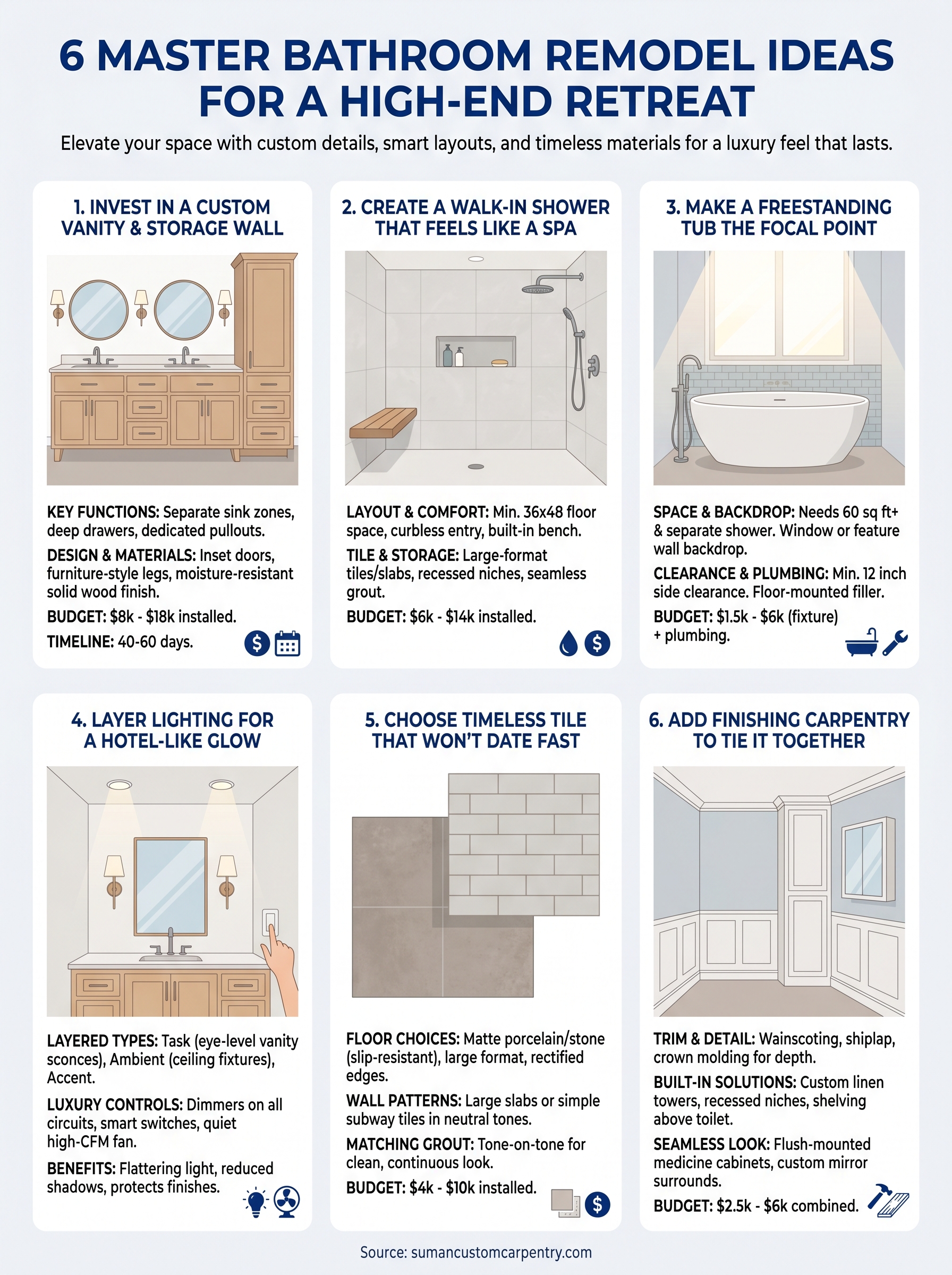 master bathroom remodel ideas infographic
