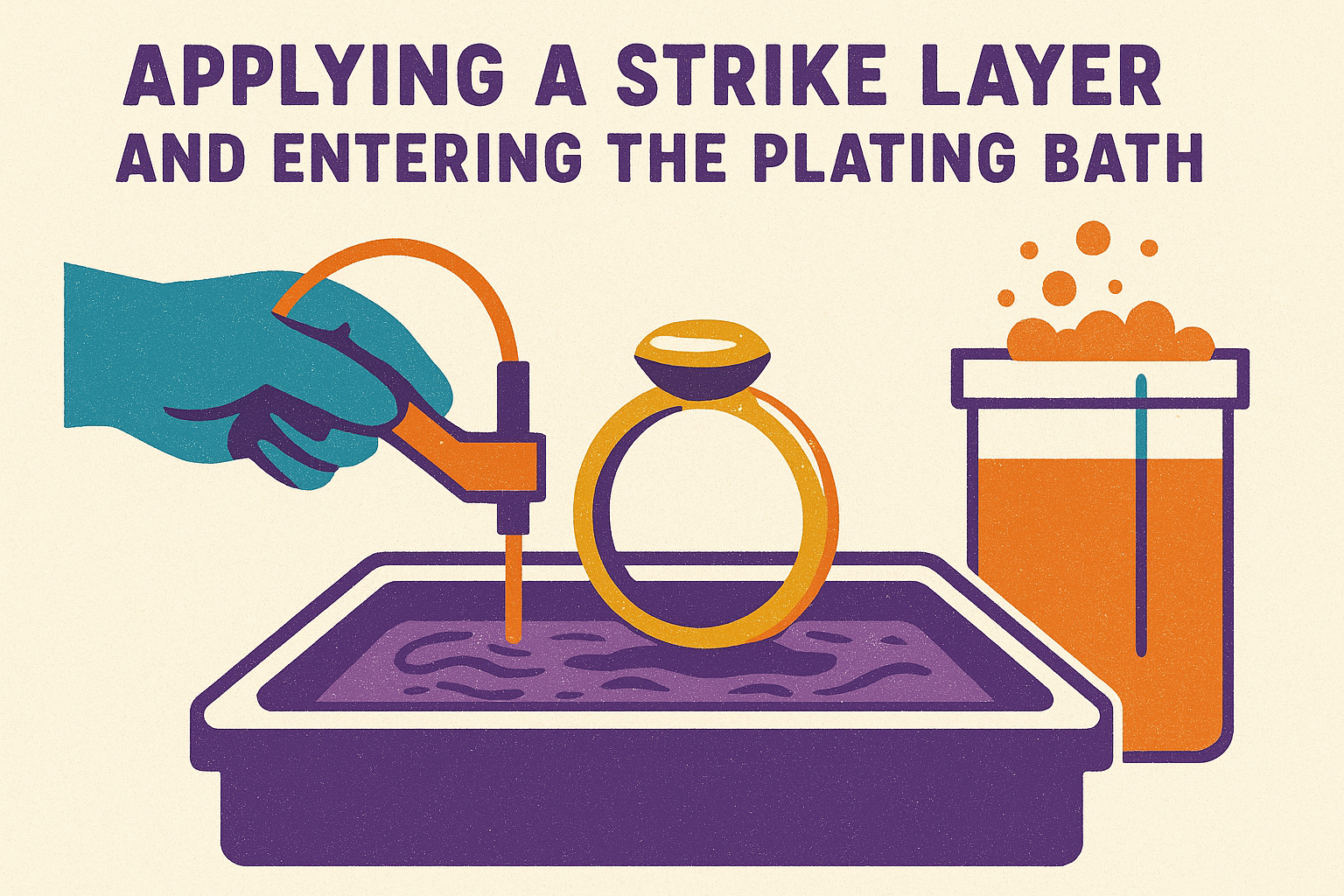 Applying a strike layer and entering the plating bath
