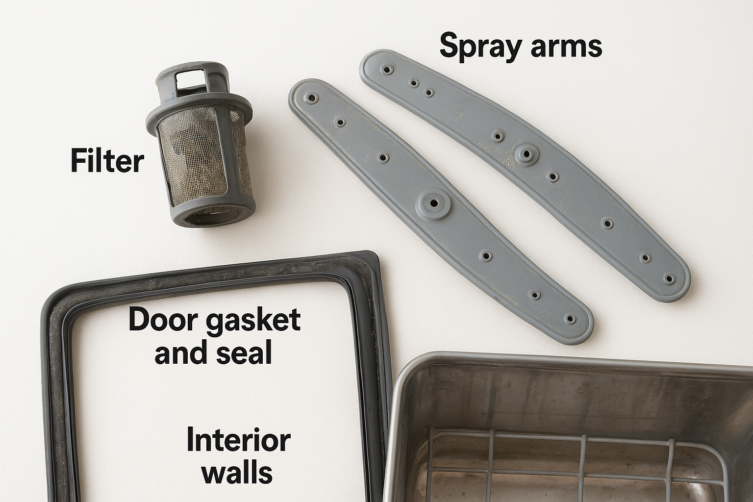 Parts of your dishwasher that need regular attention