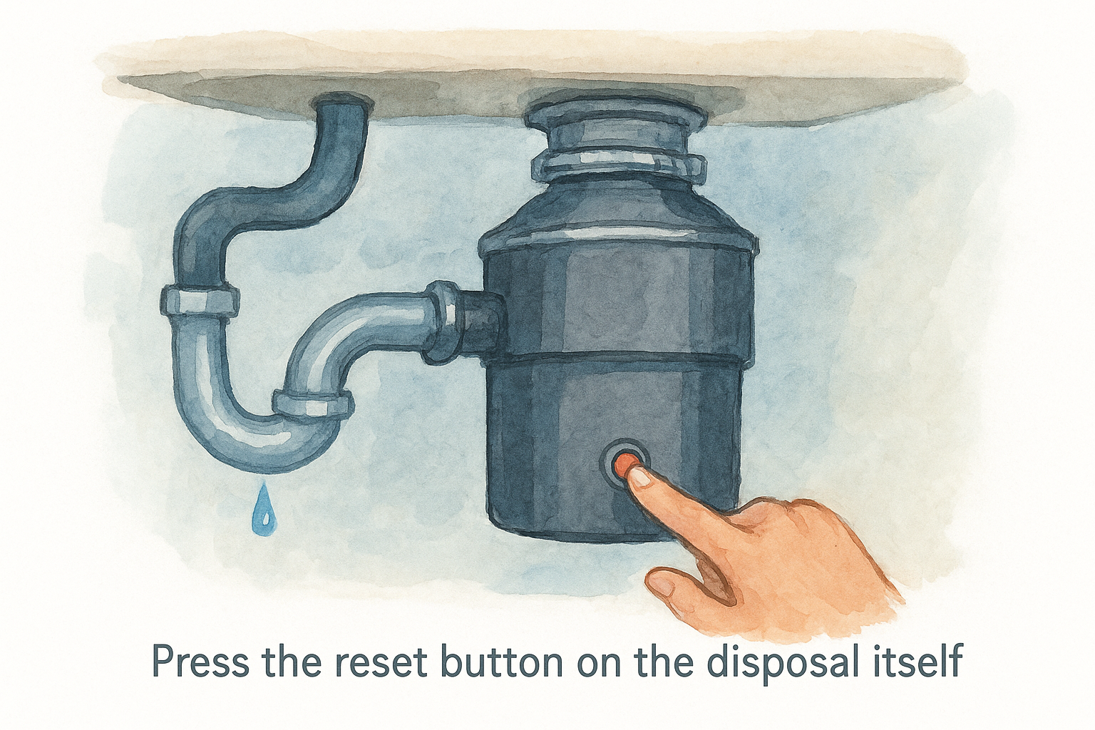 Press the reset button on the disposal itself