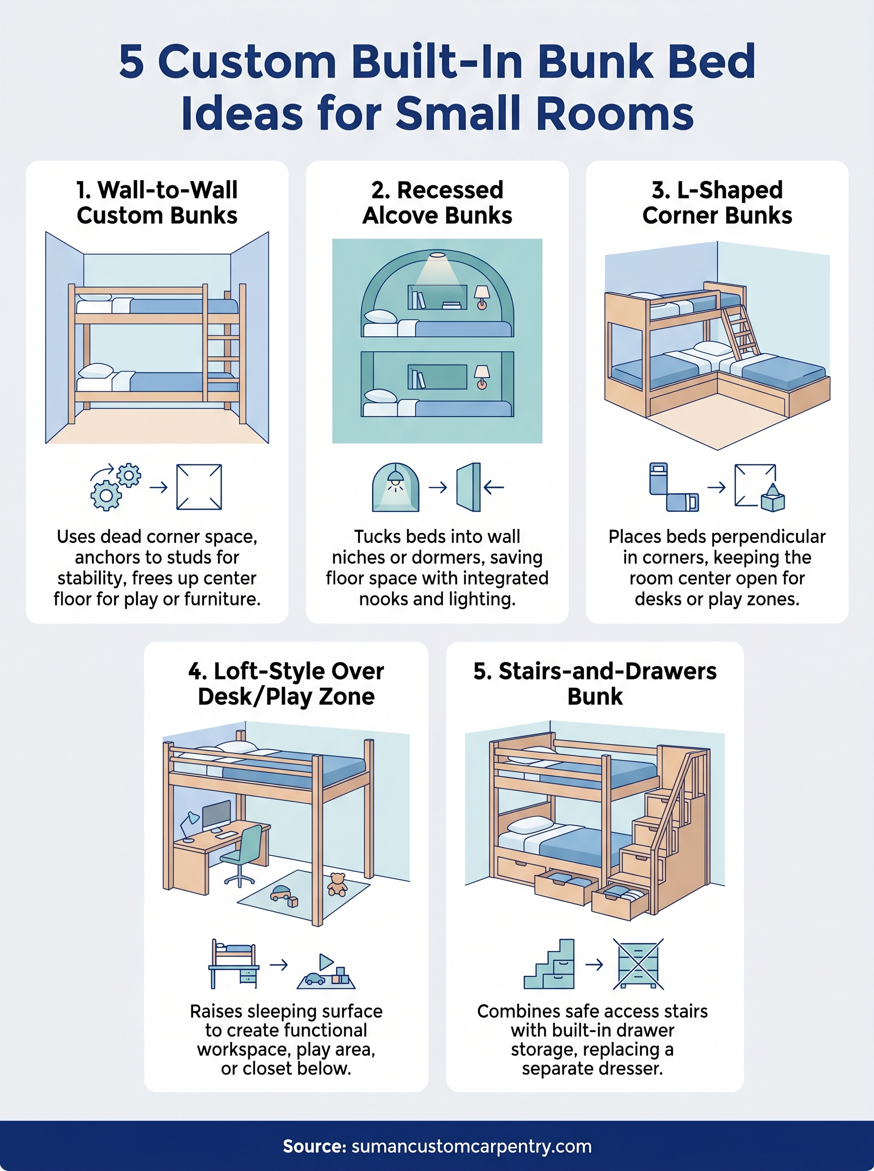 built in bunk bed ideas infographic