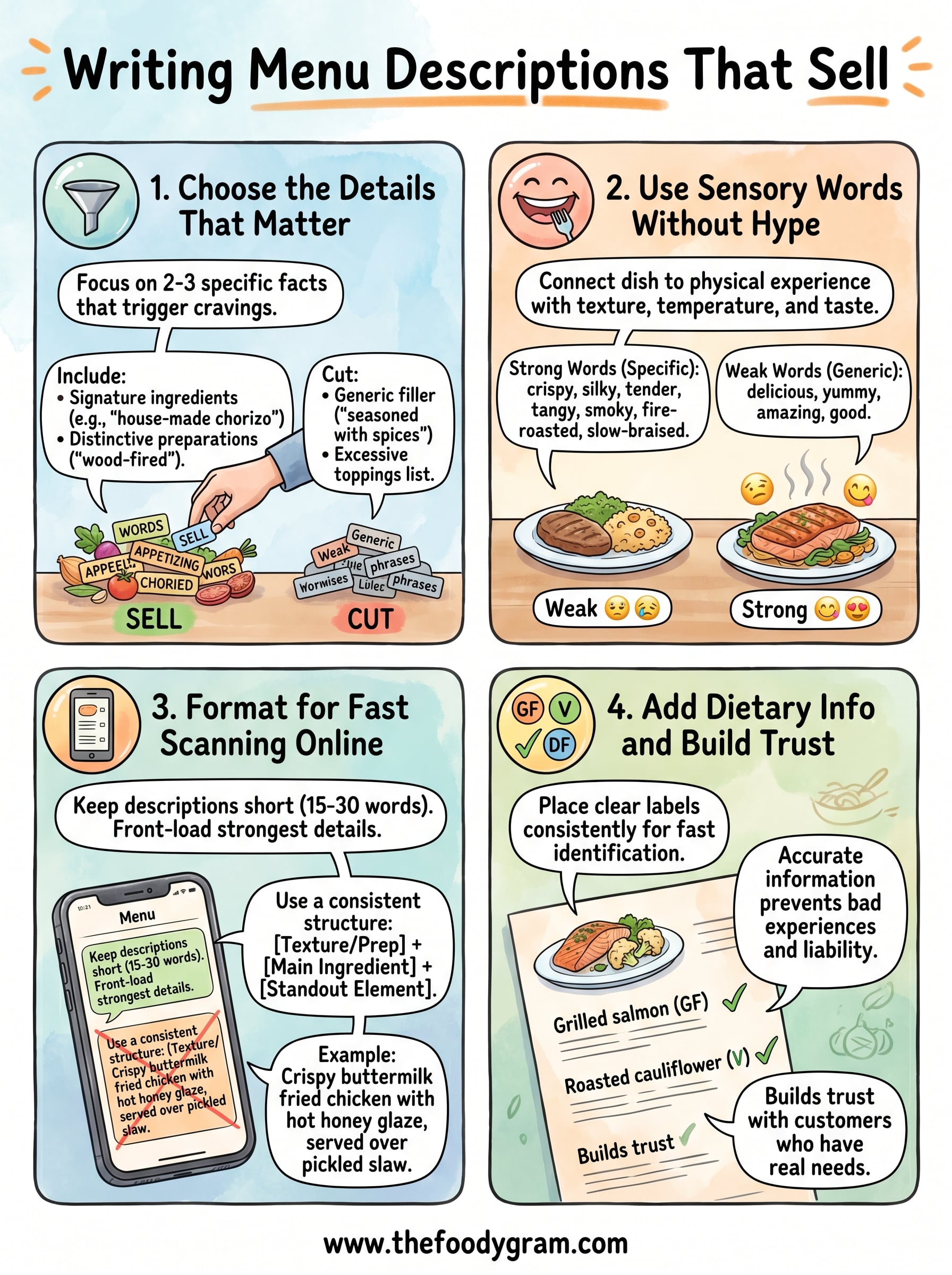 how to write menu descriptions infographic