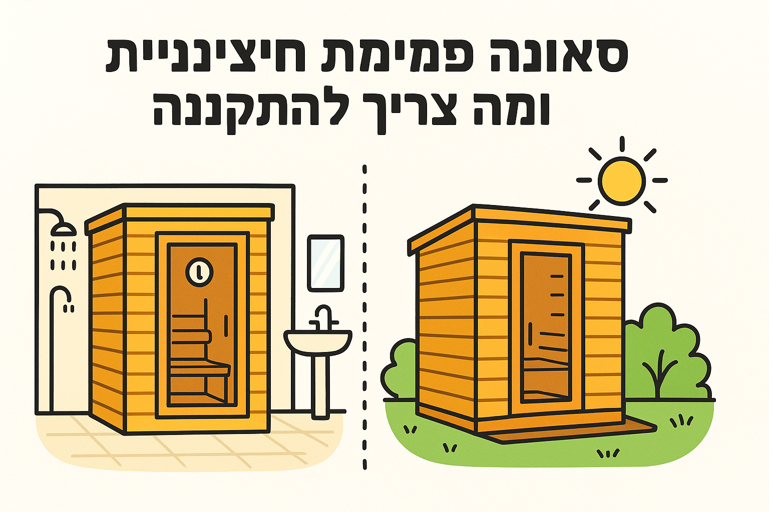 סאונה פנימית מול חיצונית ומה צריך להתקנה
