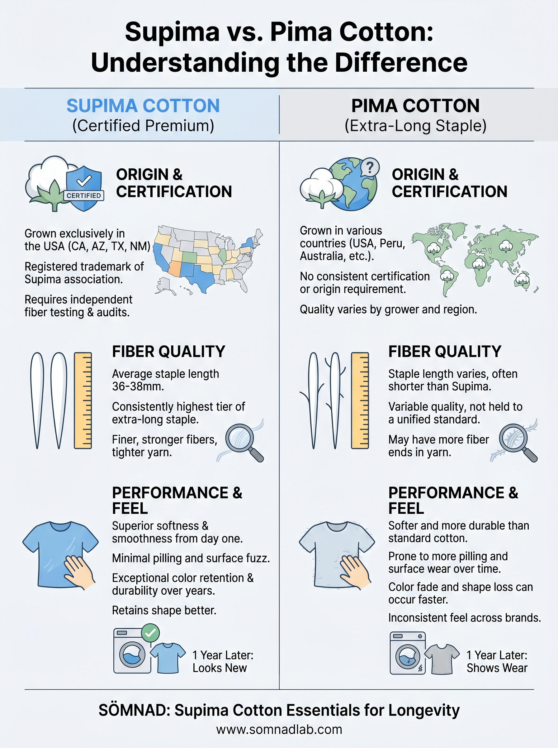 supima cotton vs pima cotton infographic