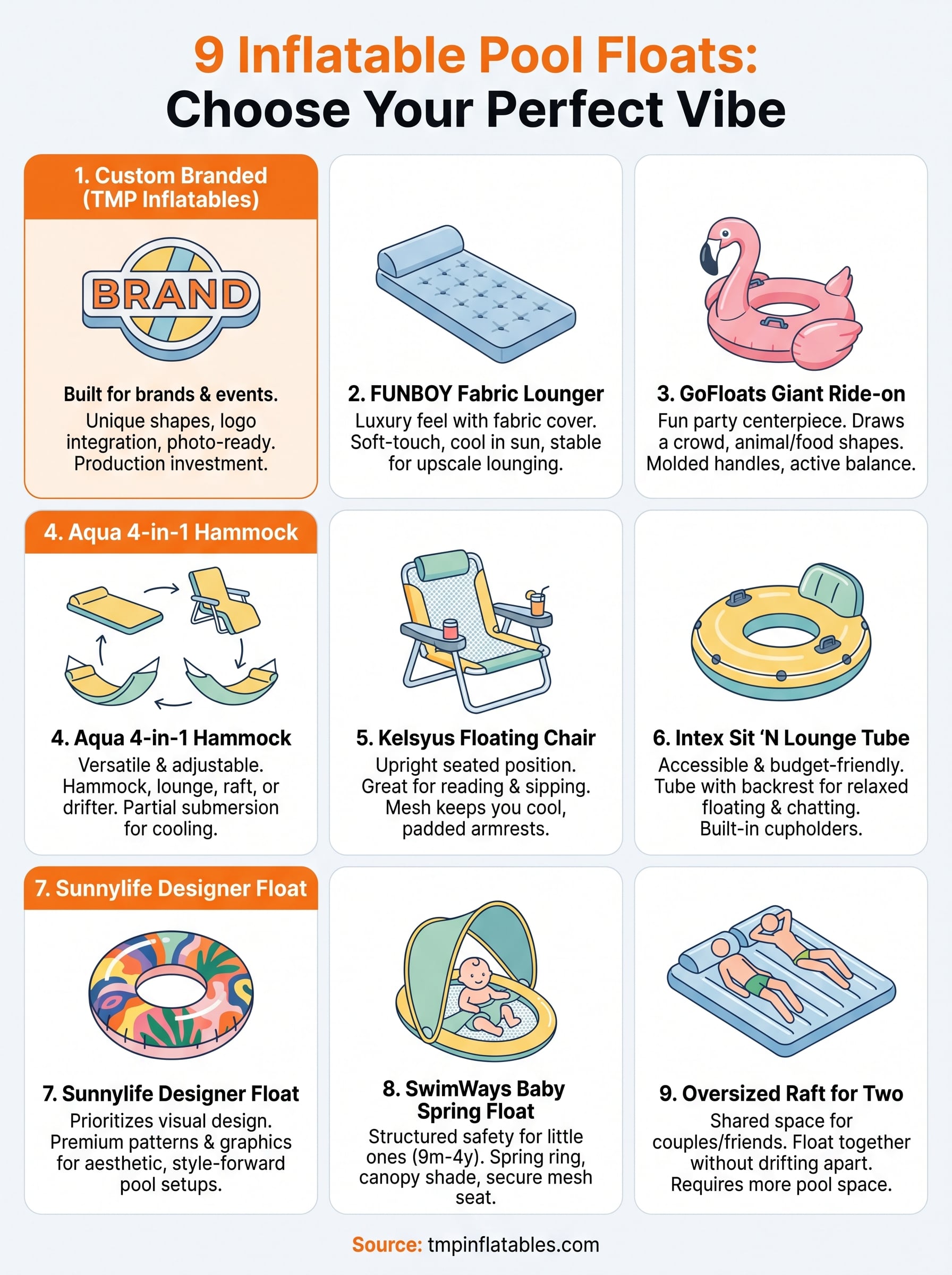 inflatable pool floats infographic