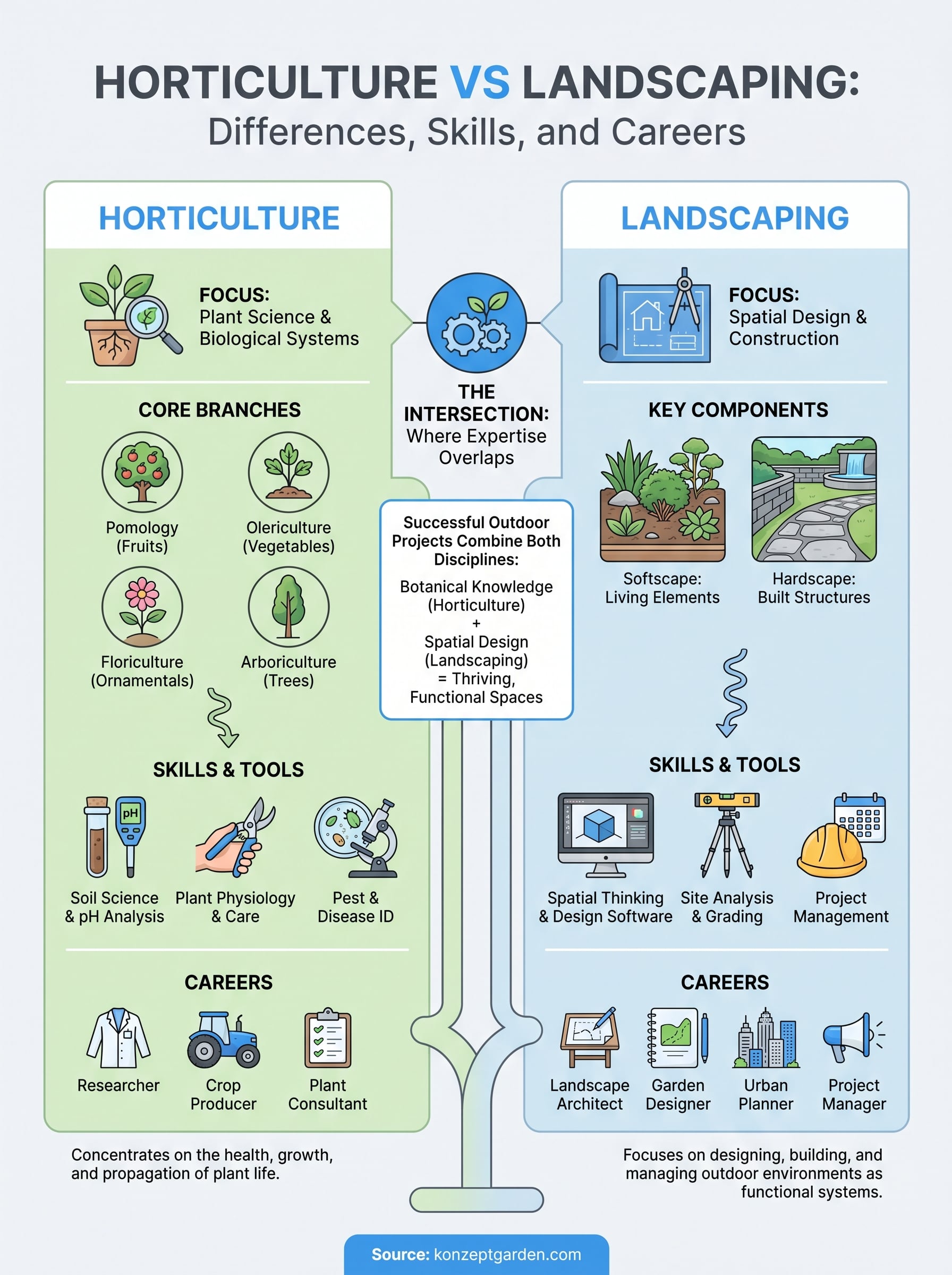 horticulture vs landscaping infographic