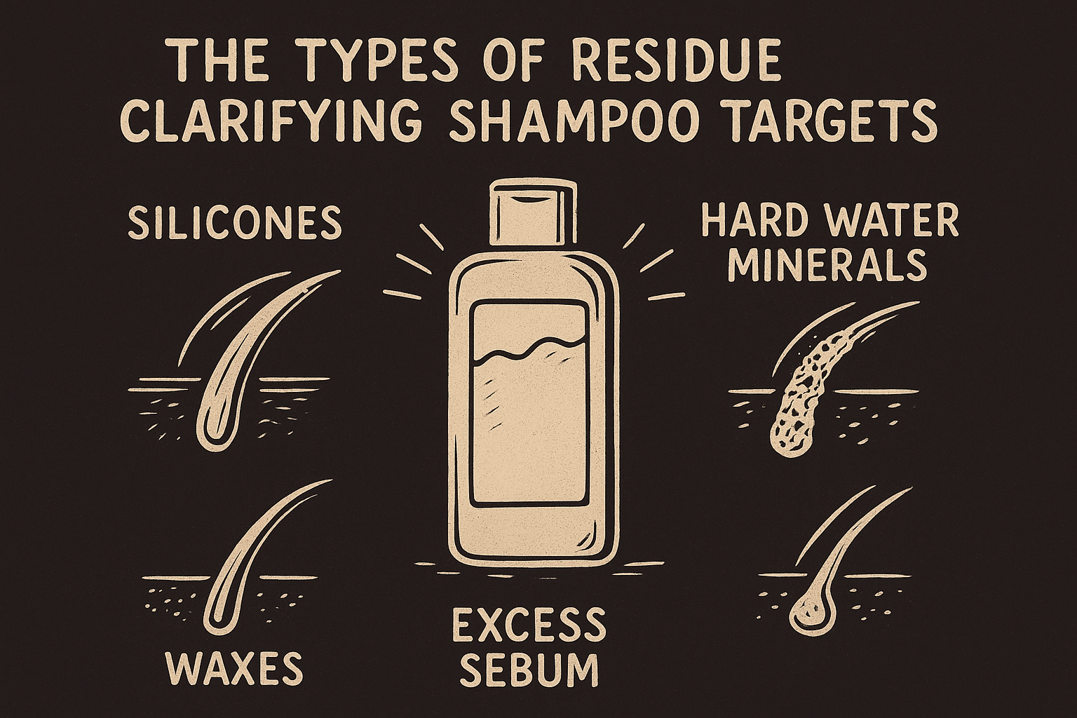 The types of residue clarifying shampoo targets