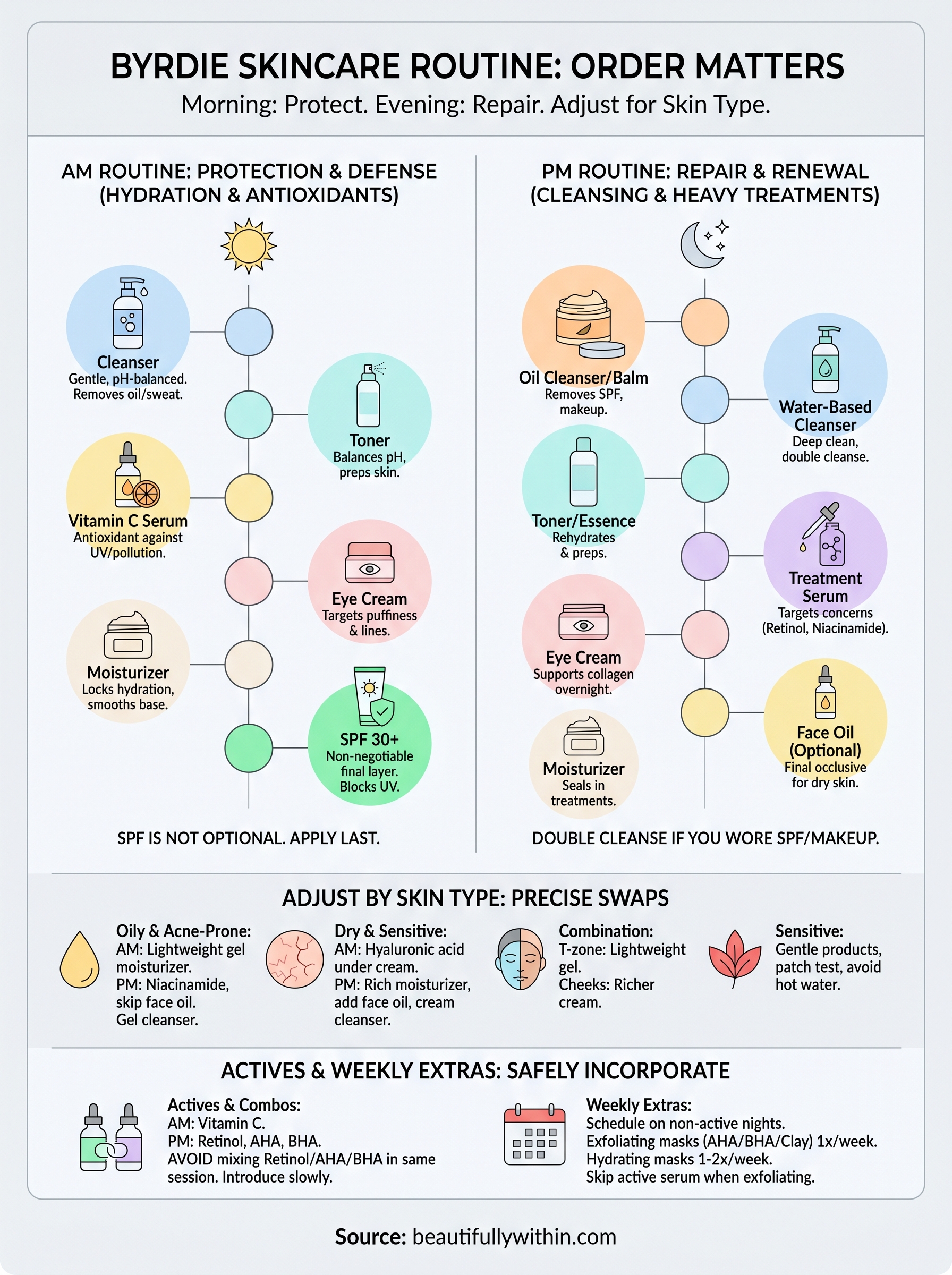 byrdie skincare routine infographic