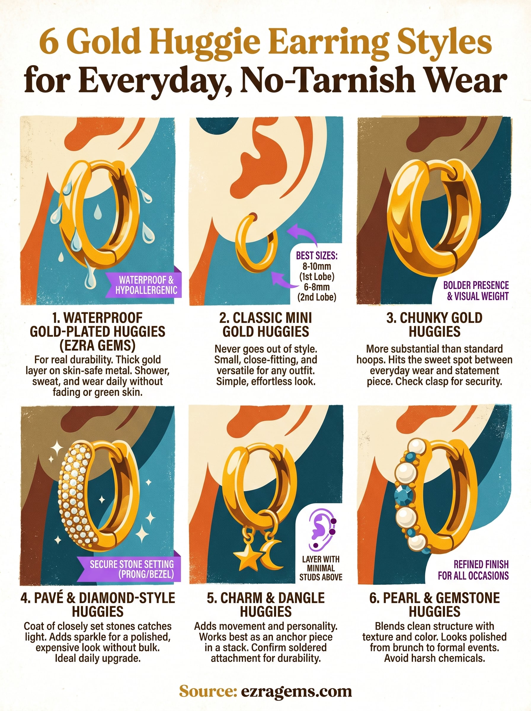 gold huggie earrings infographic