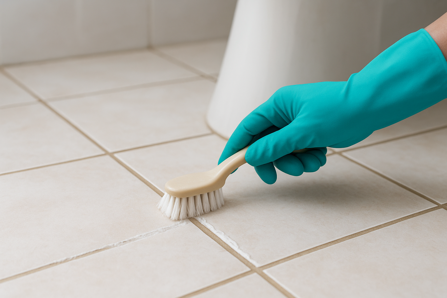Scrub grout lines with a targeted solution