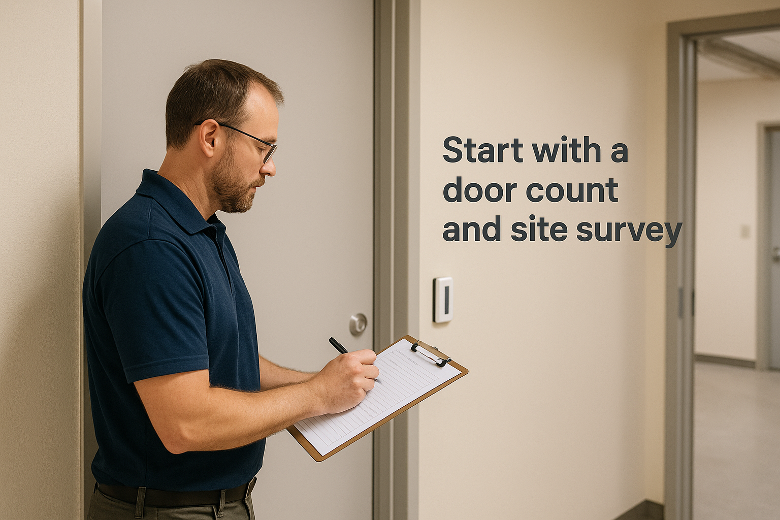 Start with a door count and site survey