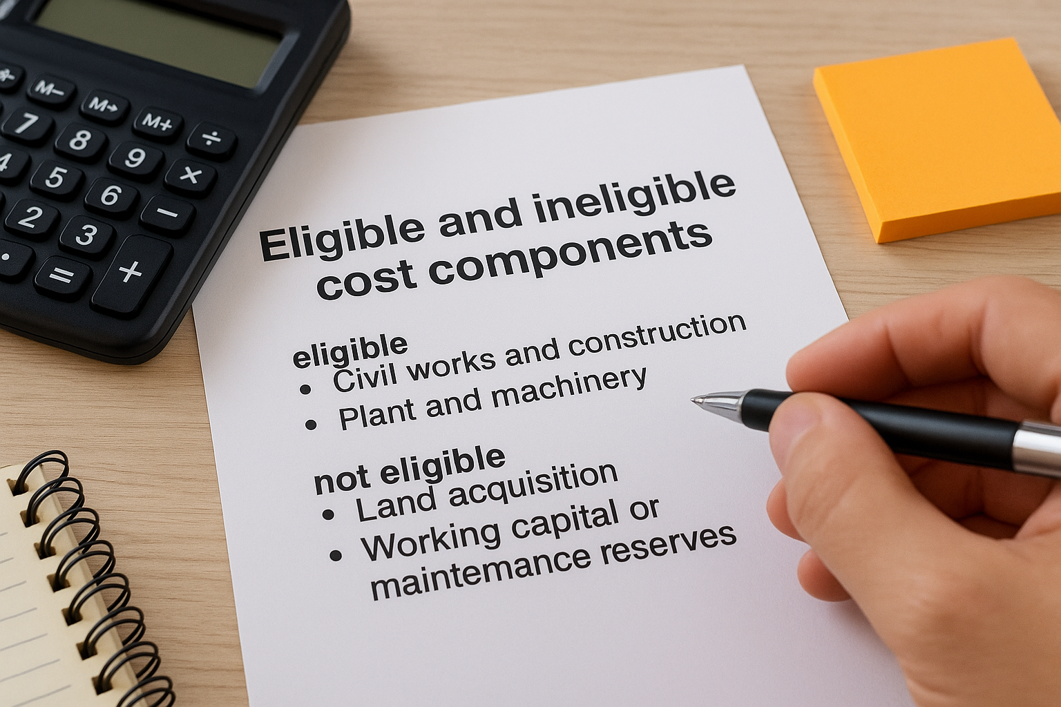 Eligible and ineligible cost components