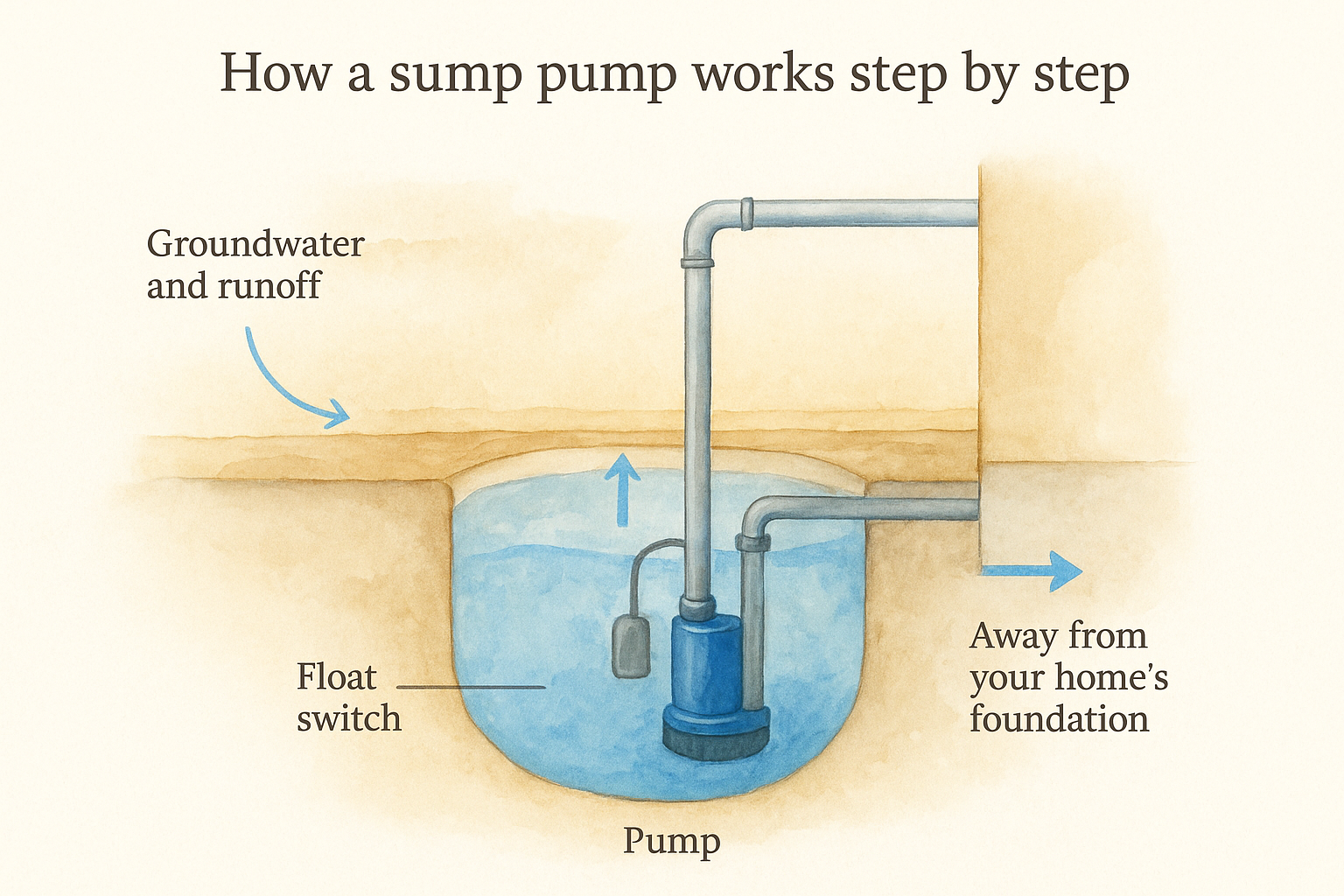 How a sump pump works step by step