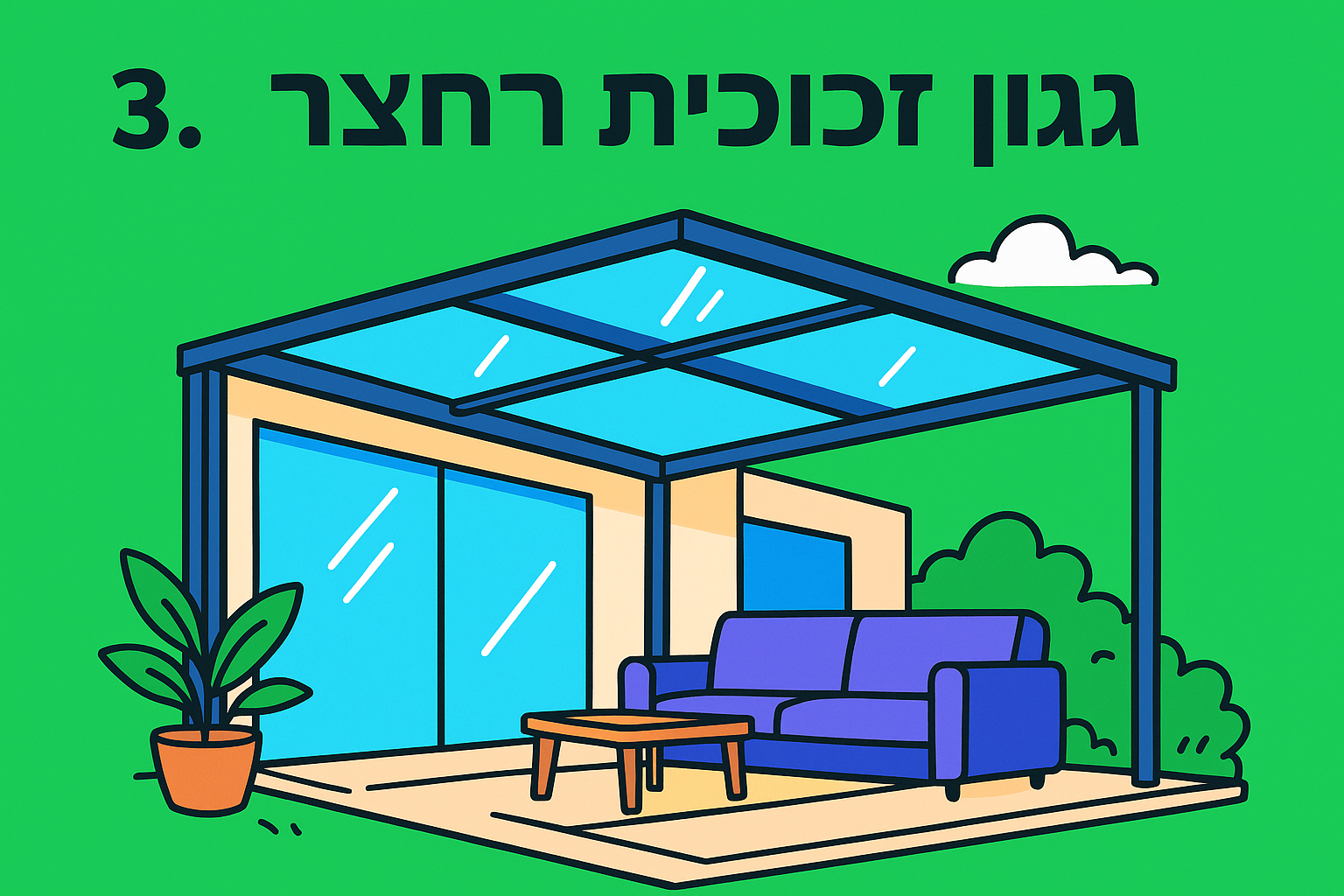 3. גגון זכוכית לחצר