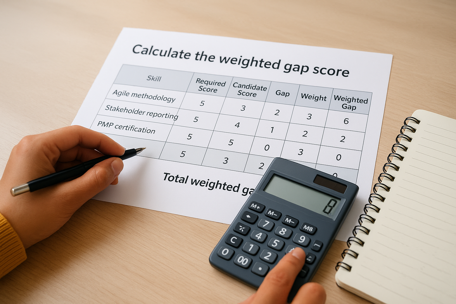 Calculate the weighted gap score