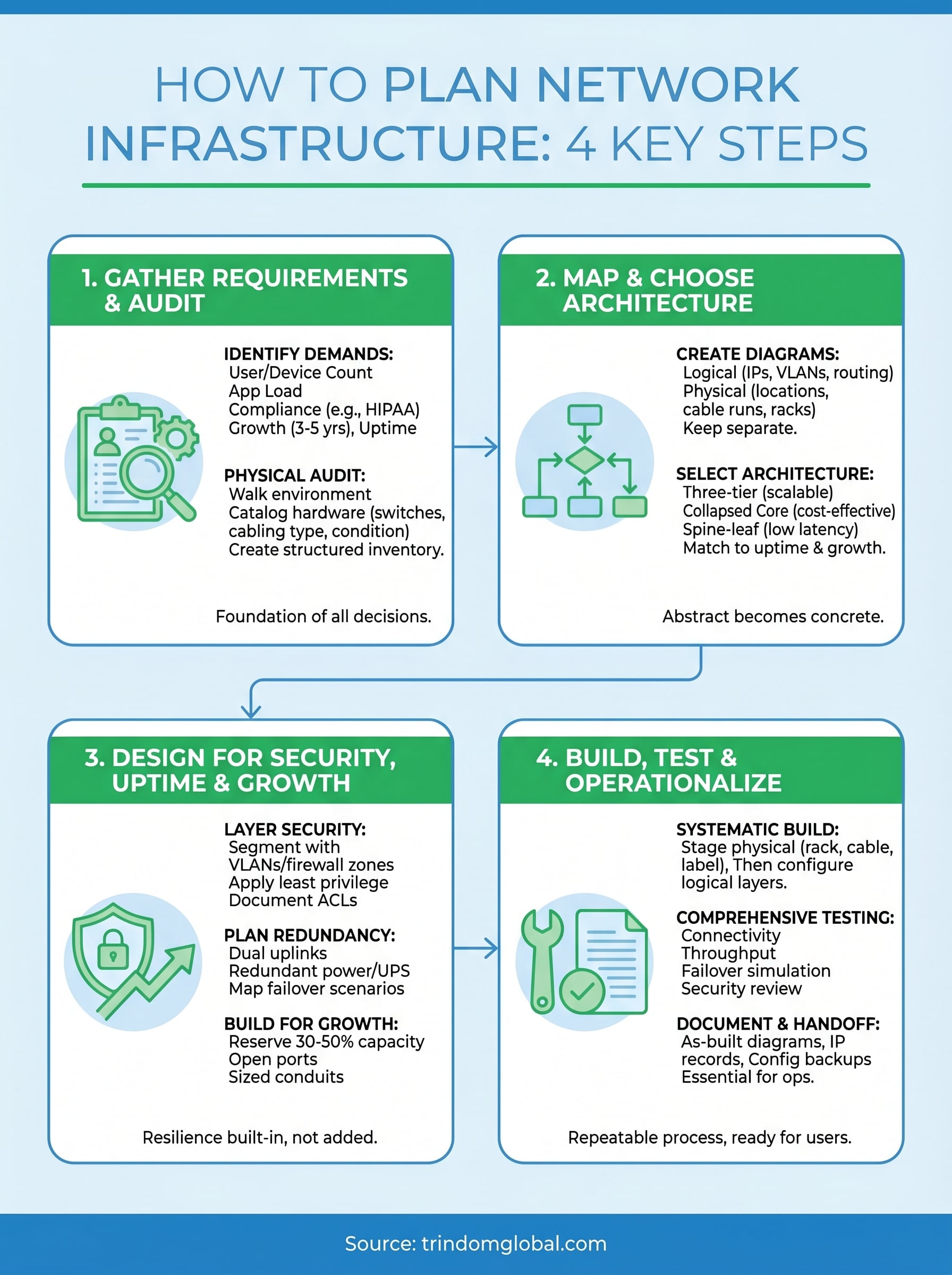 how to plan network infrastructure infographic